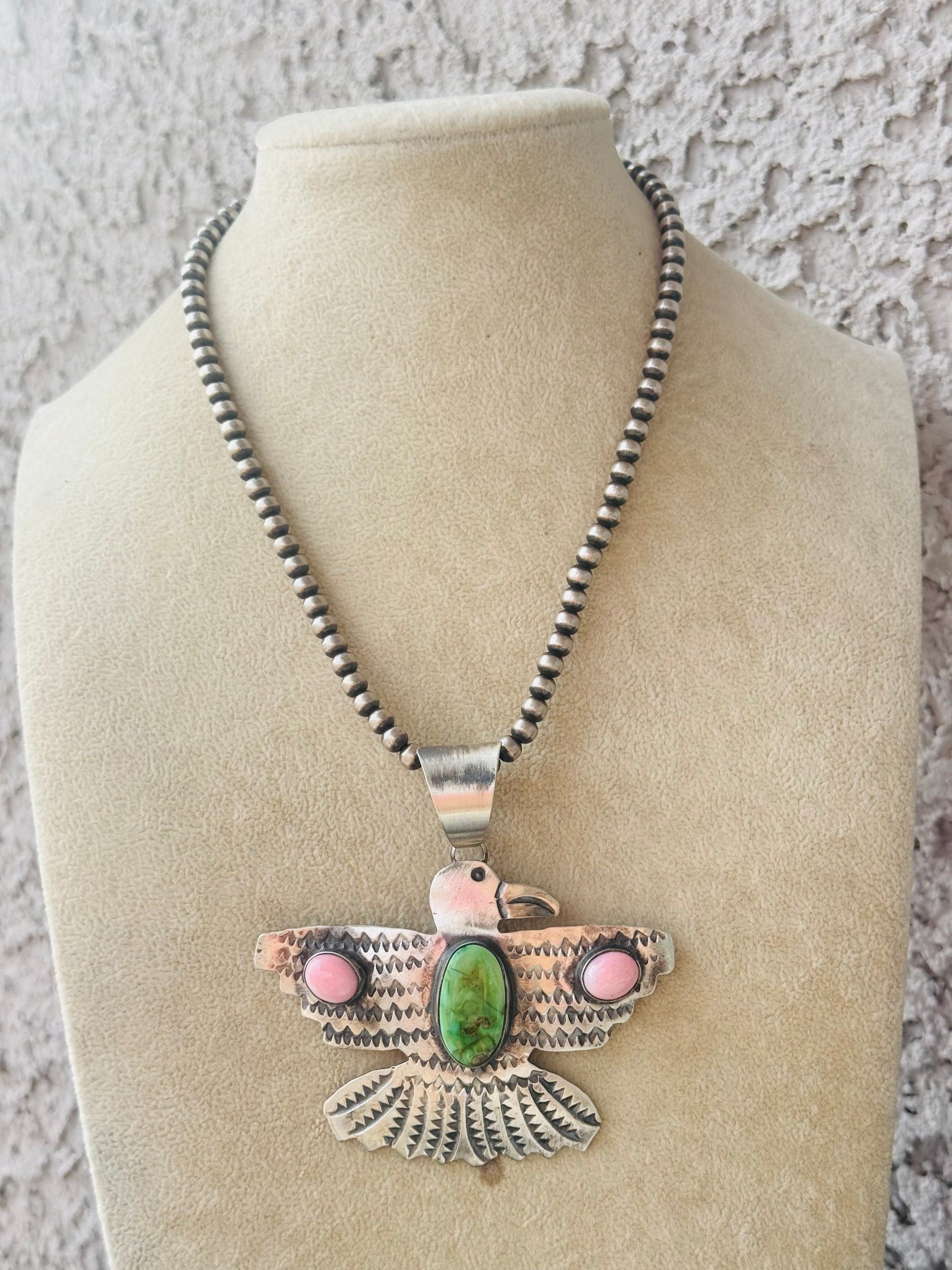 Chimney Butte Multi Stone & Sterling Silver Thunderbird Pendant