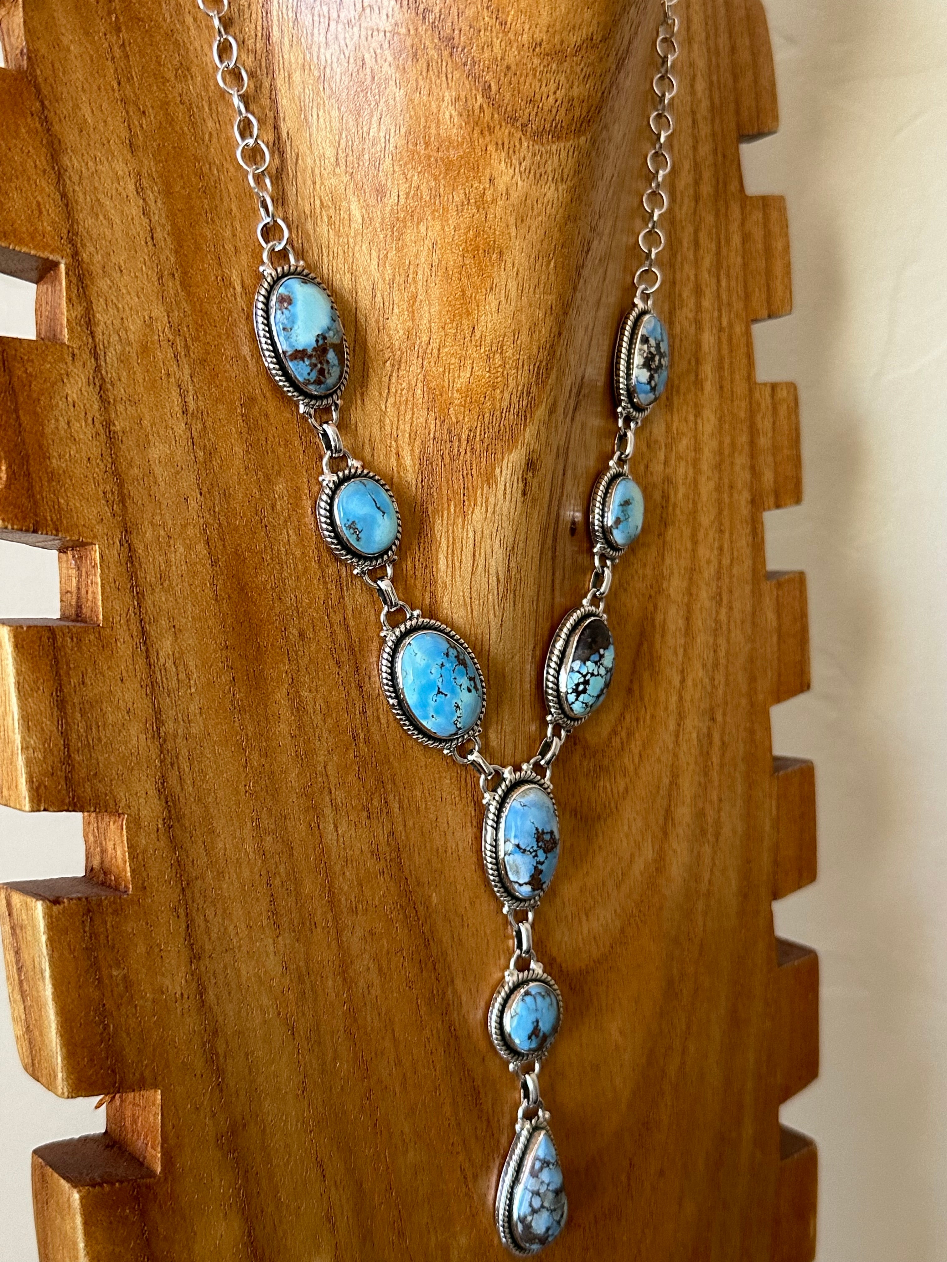 Southwest Handmade Golden Hills Turquoise & Sterling Silver Necklace