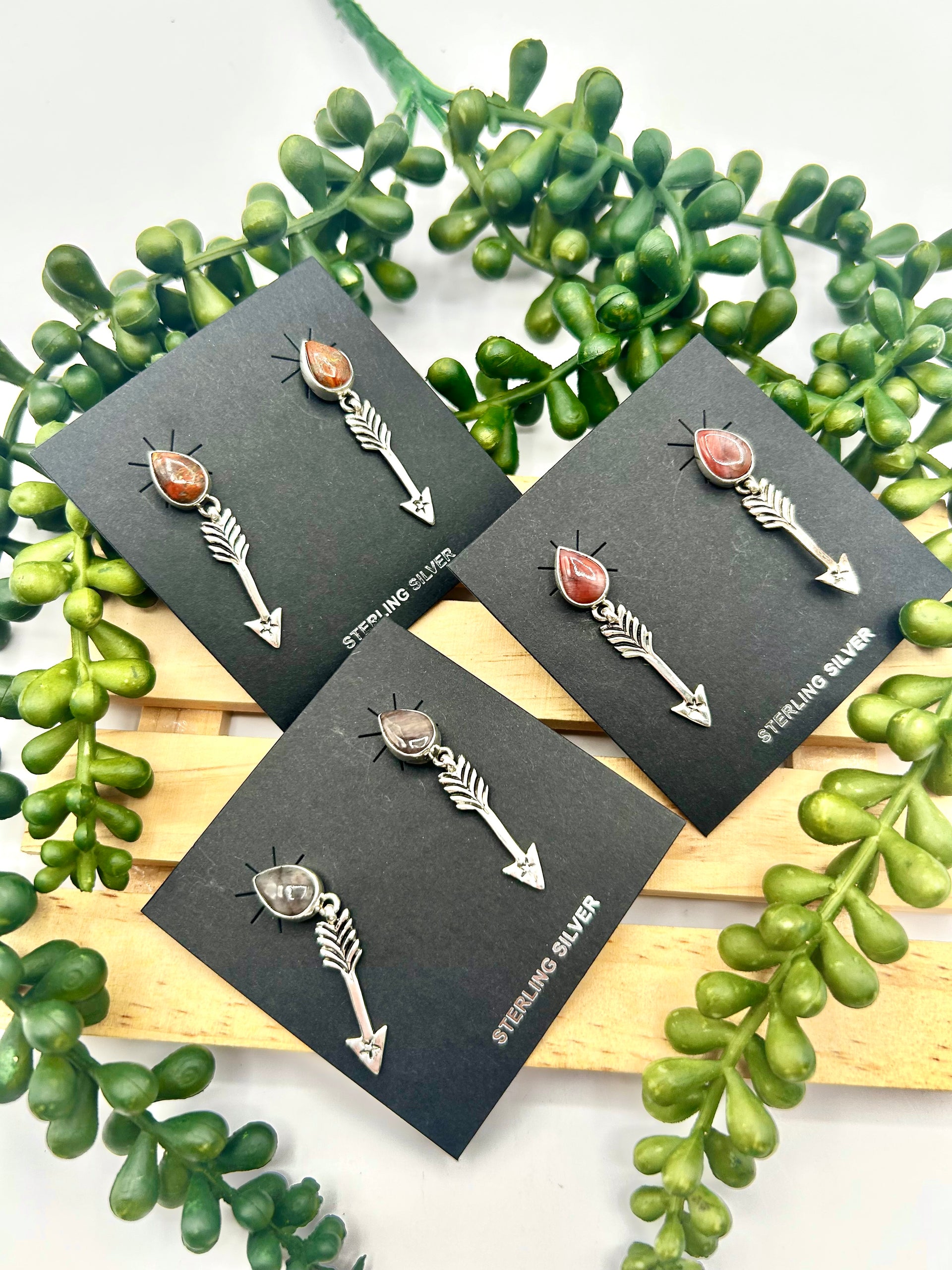 Navajo Made Petrified Wood & Sterling Silver Post Earrings