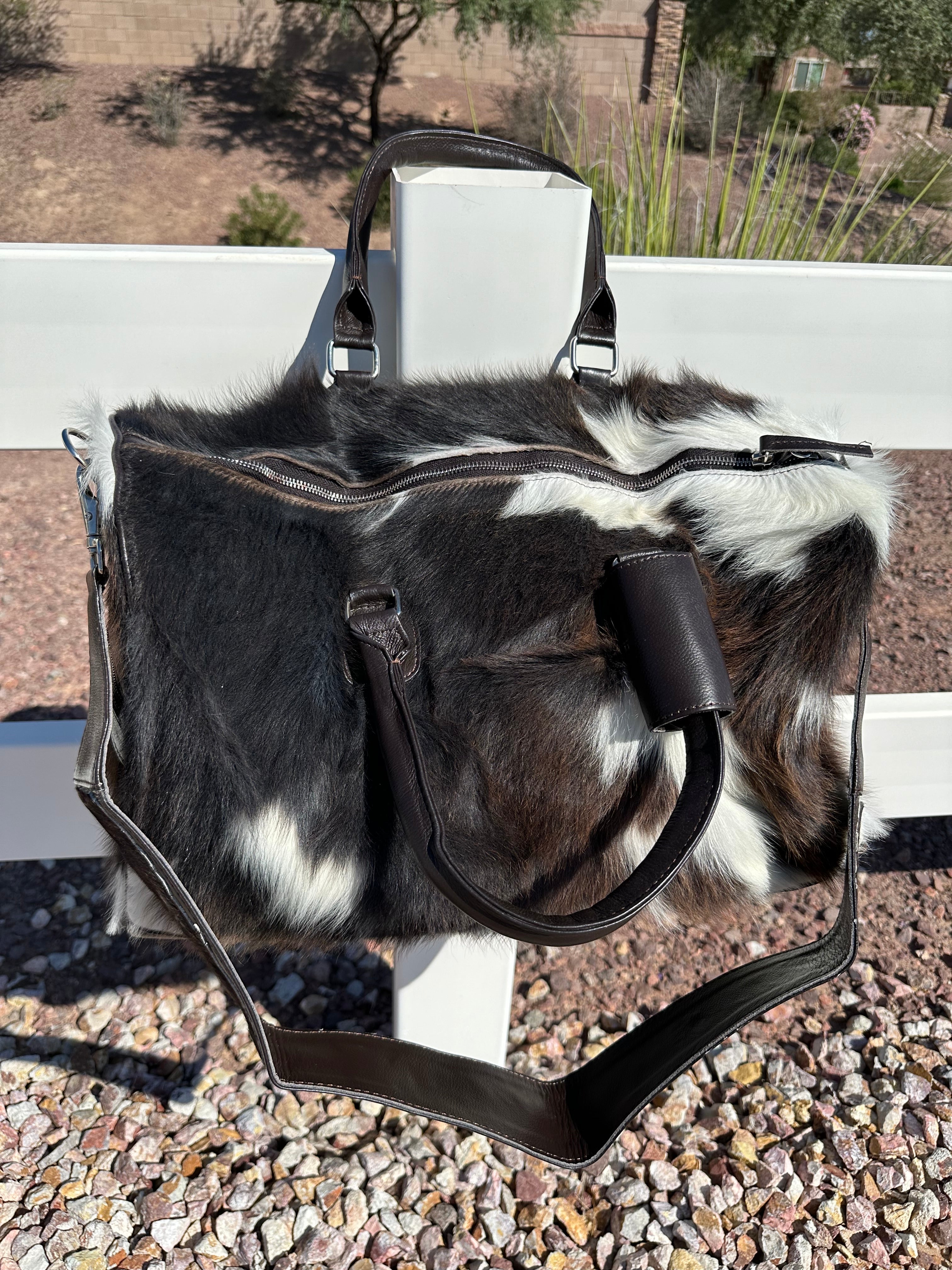 Genuine Tooled Leather Cowhide Duffle Bag