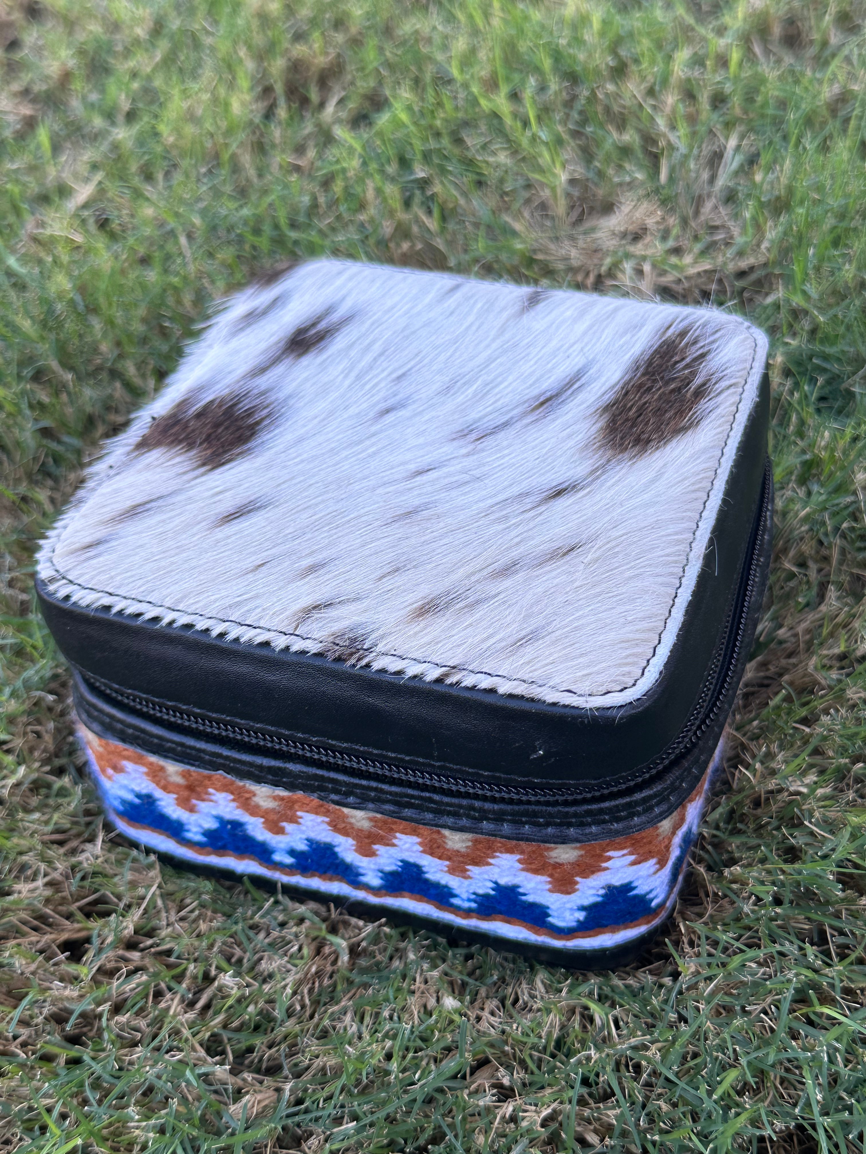 Genuine Leather Cowhide Jewelry Box