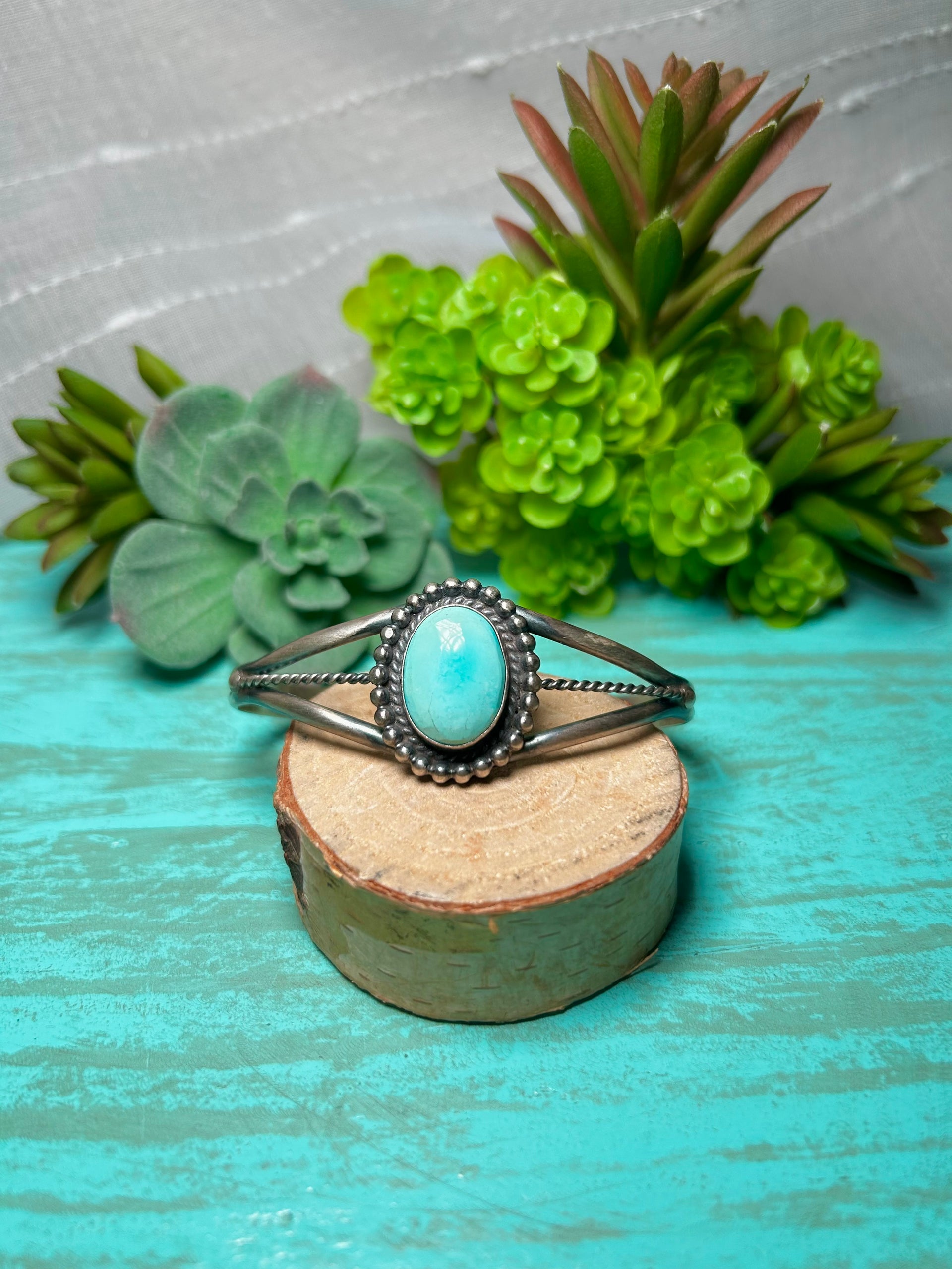 Navajo Made New Lander & Sterling Silver Cuff Bracelet