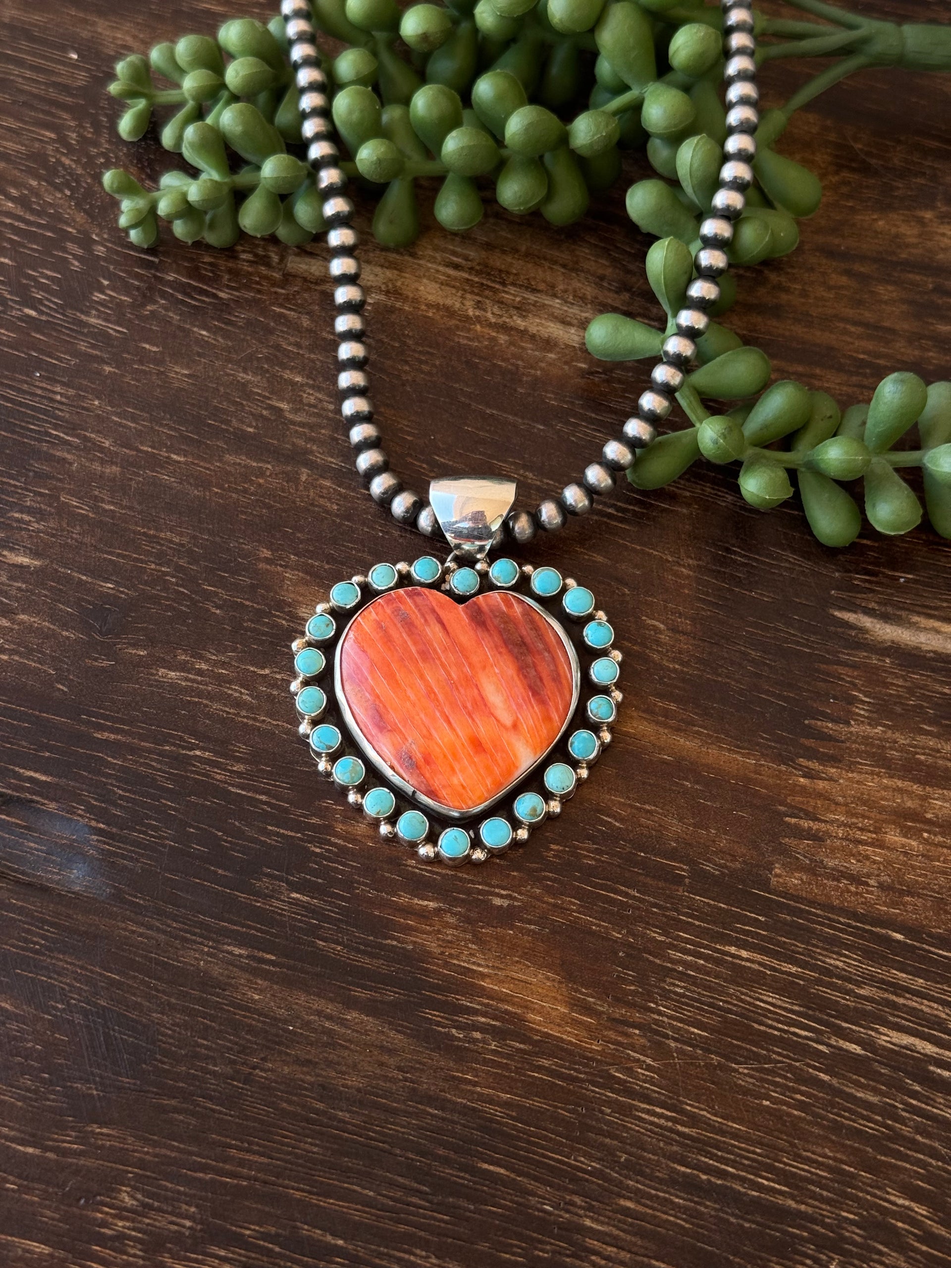 Peggy Skeets Multi Stone & Sterling Silver Cluster Heart Pendant