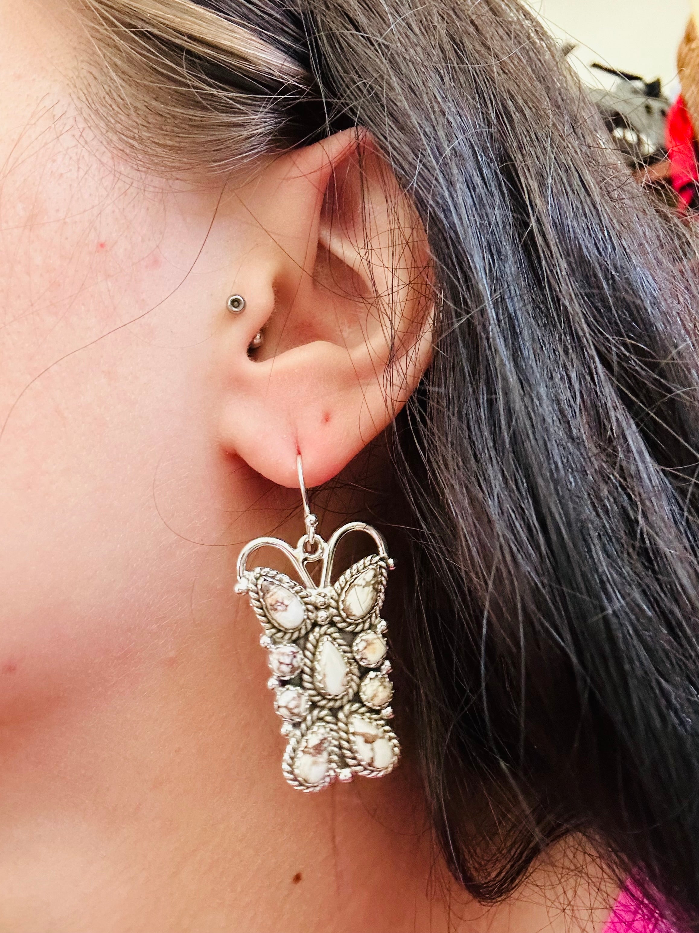 TTD “K’aalógii” Wild Horse & Sterling Silver Dangle Earrings