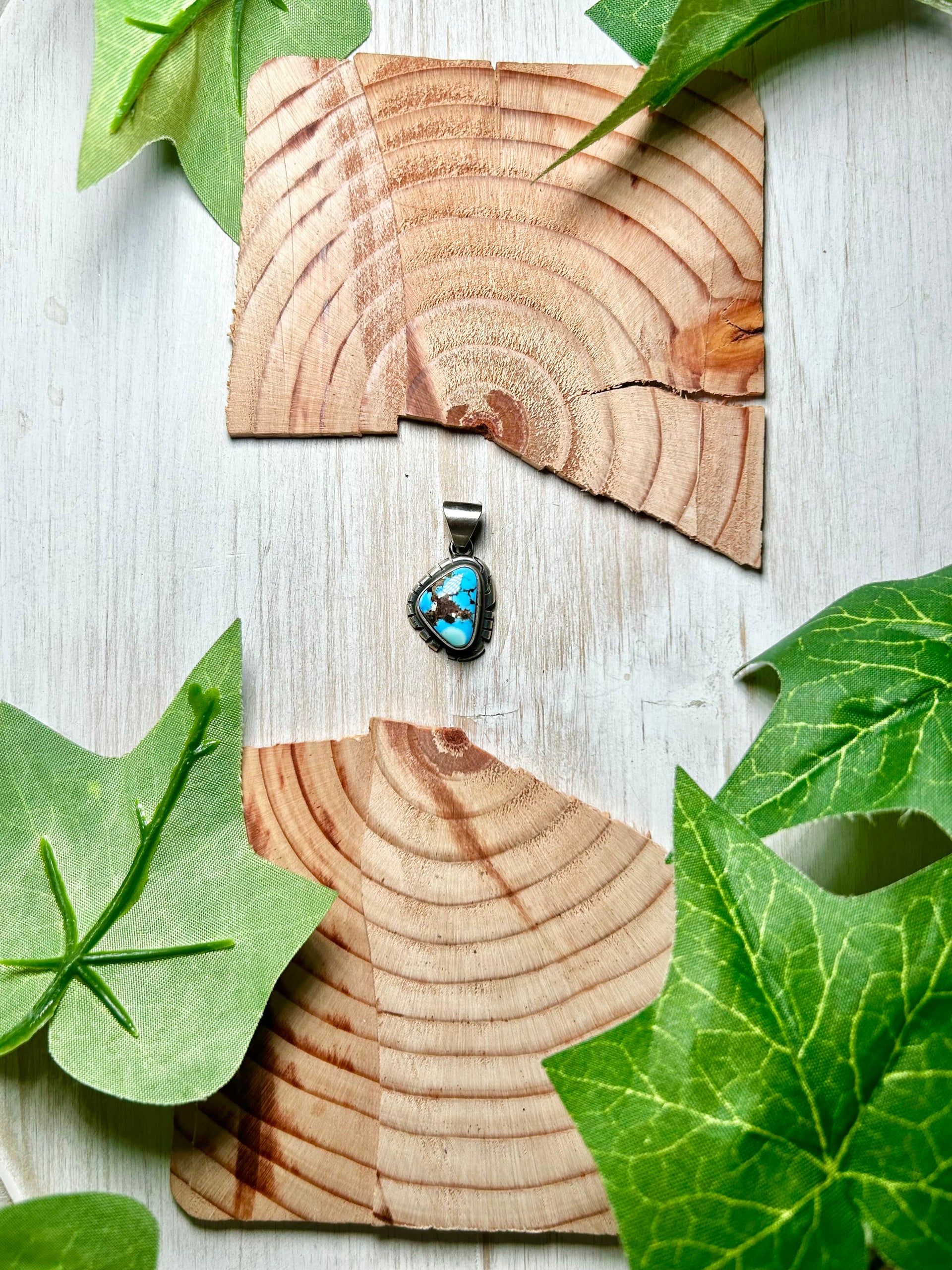 Navajo Made Golden Hill Turquoise & Sterling Silver Pendant