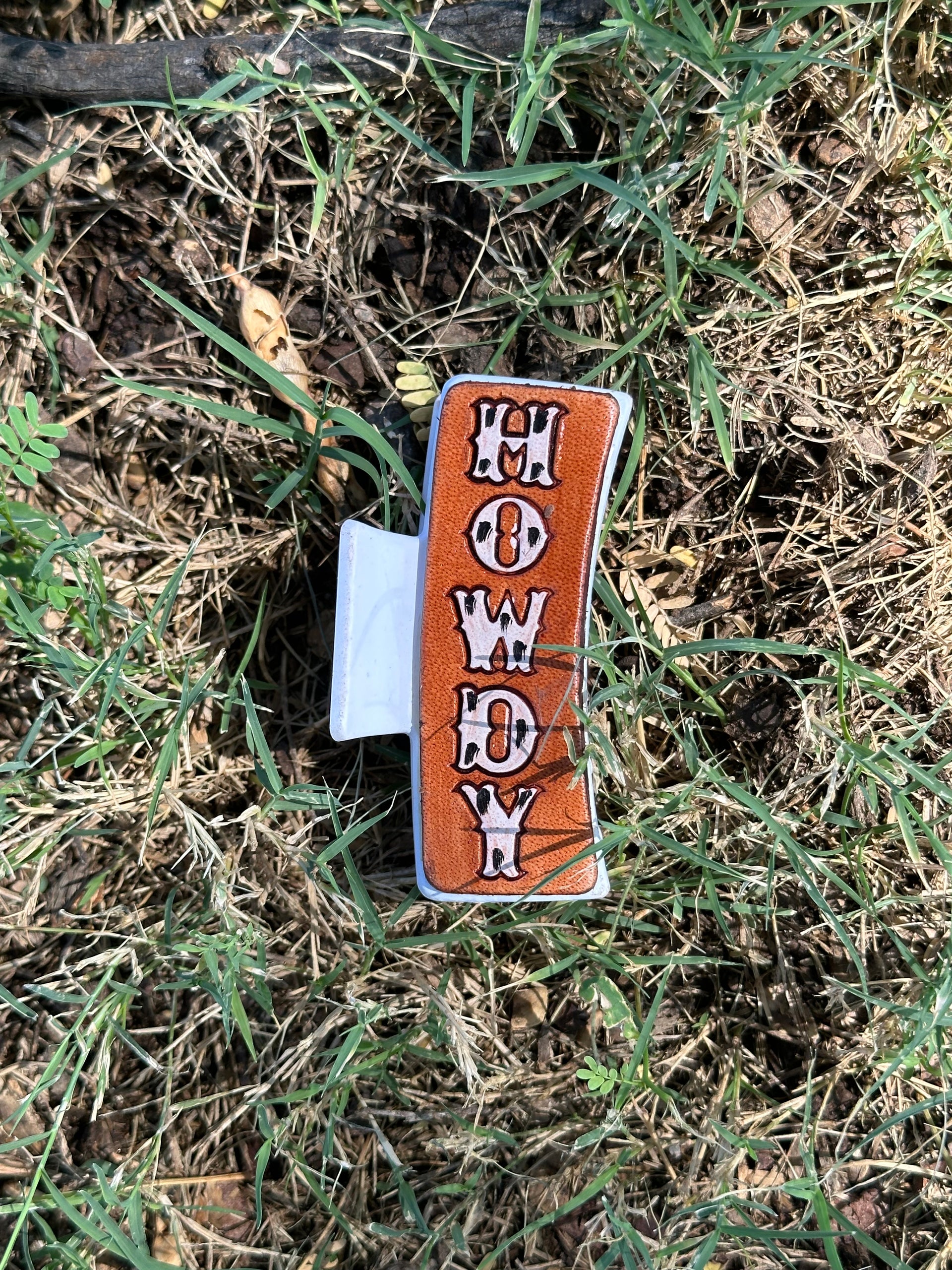 Genuine Tooled Leather Hair Clip