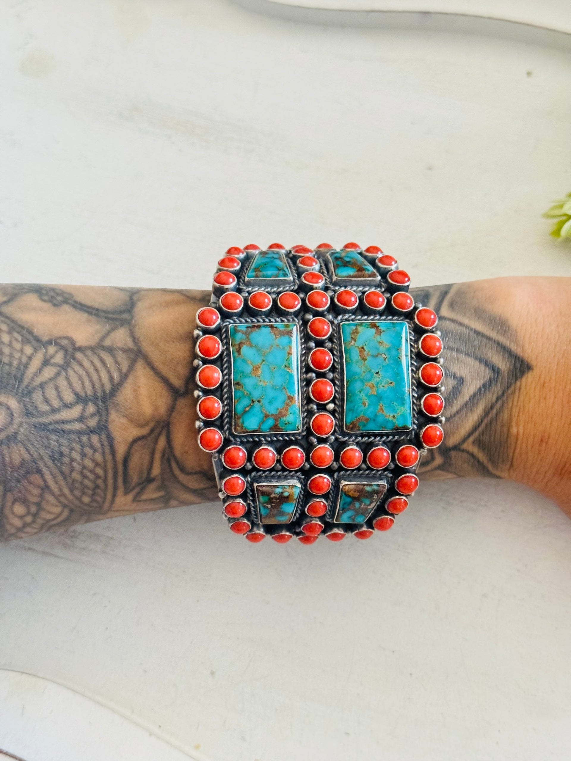 Kirk Smith Multi Stone & Sterling Silver Cluster Cuff Bracelet