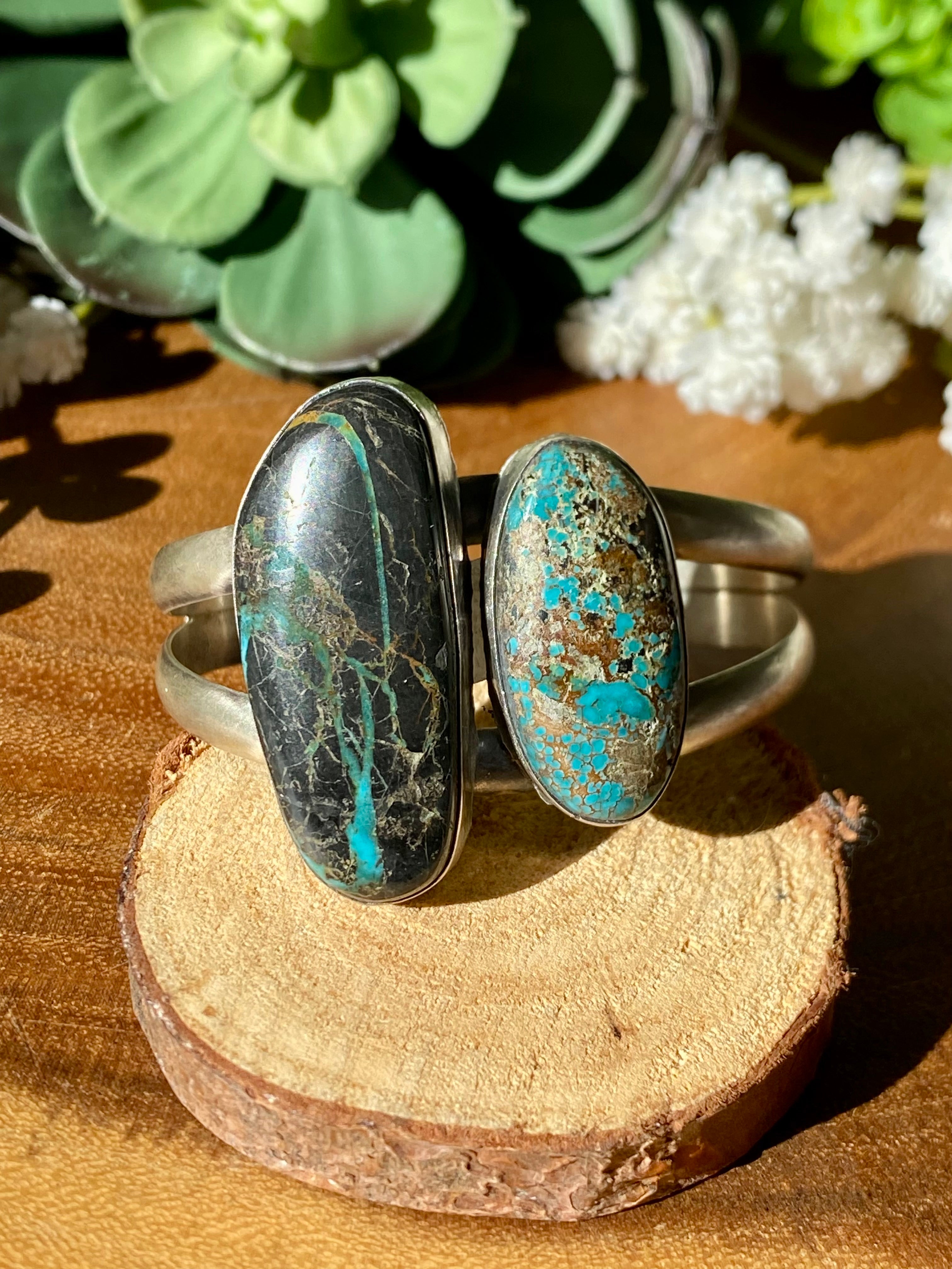 Paul Livingston Mixed Turquoise & Sterling Silver Cuff Bracelet