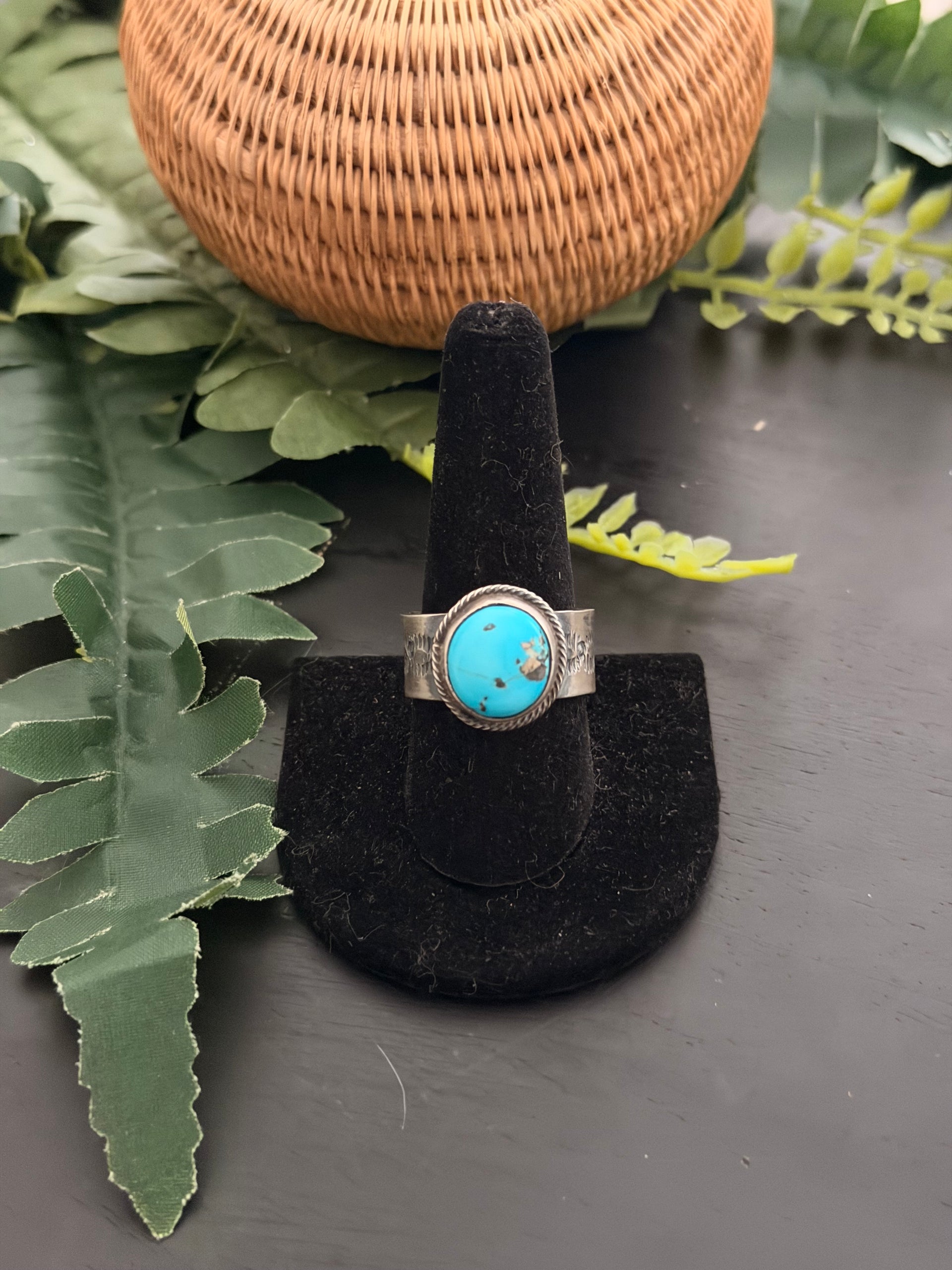 Navajo Made Royston Turquoise & Sterling Silver Ring Size 10.25