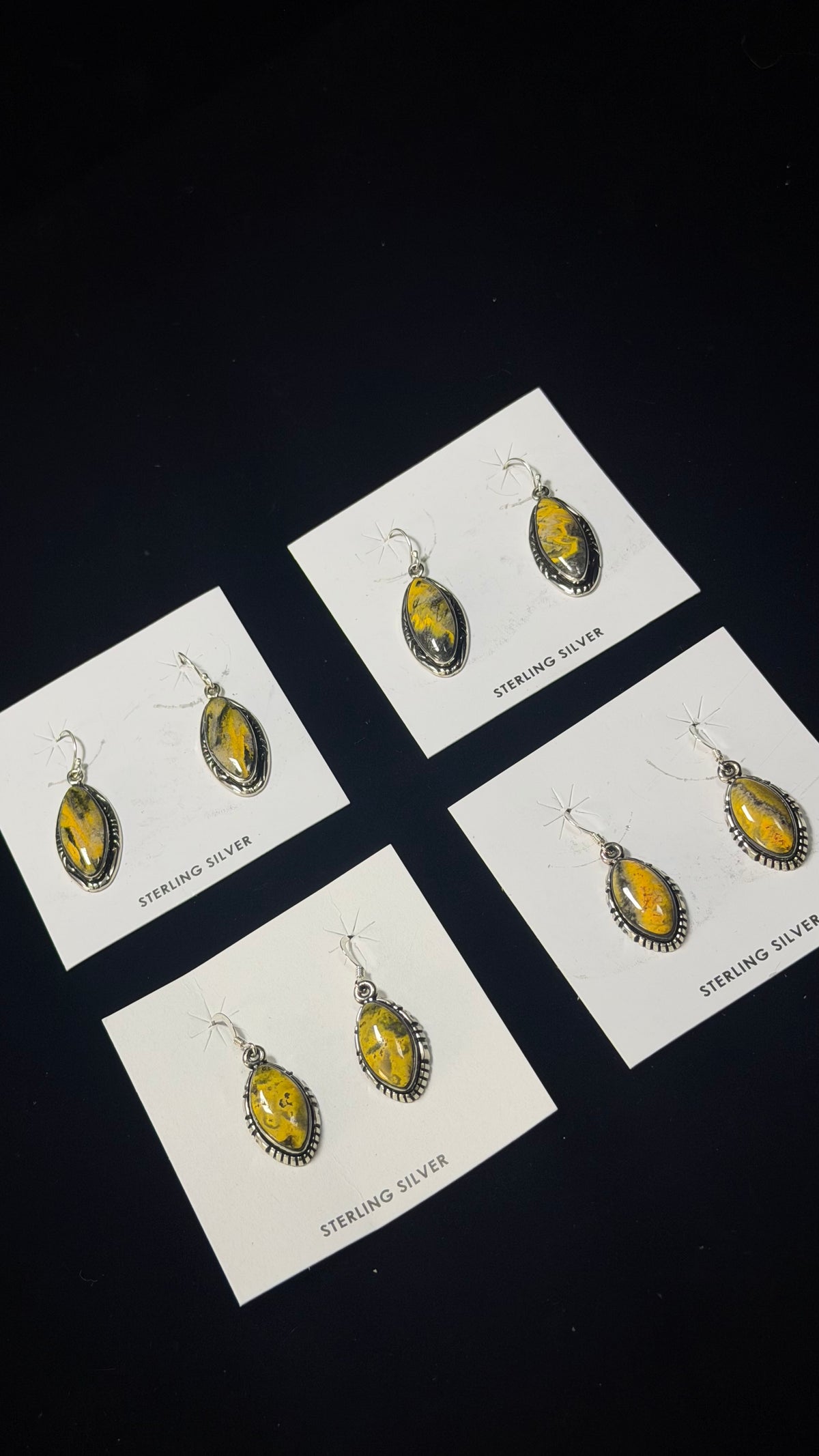 Navajo Made BB Agate & Sterling Silver Dangle Earrings