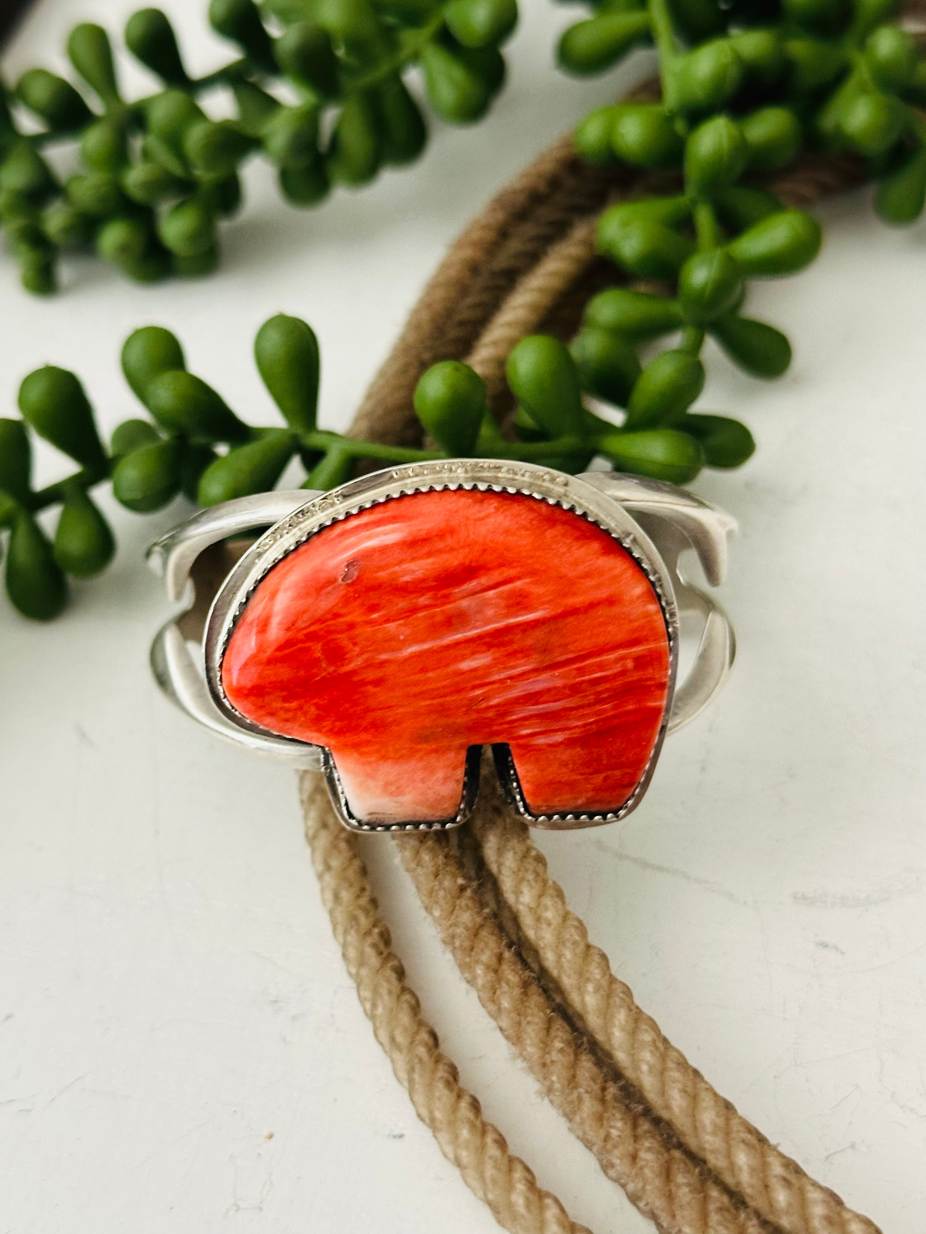 Navajo Made Spiny Oyster & Sterling Silver Cuff Bracelet