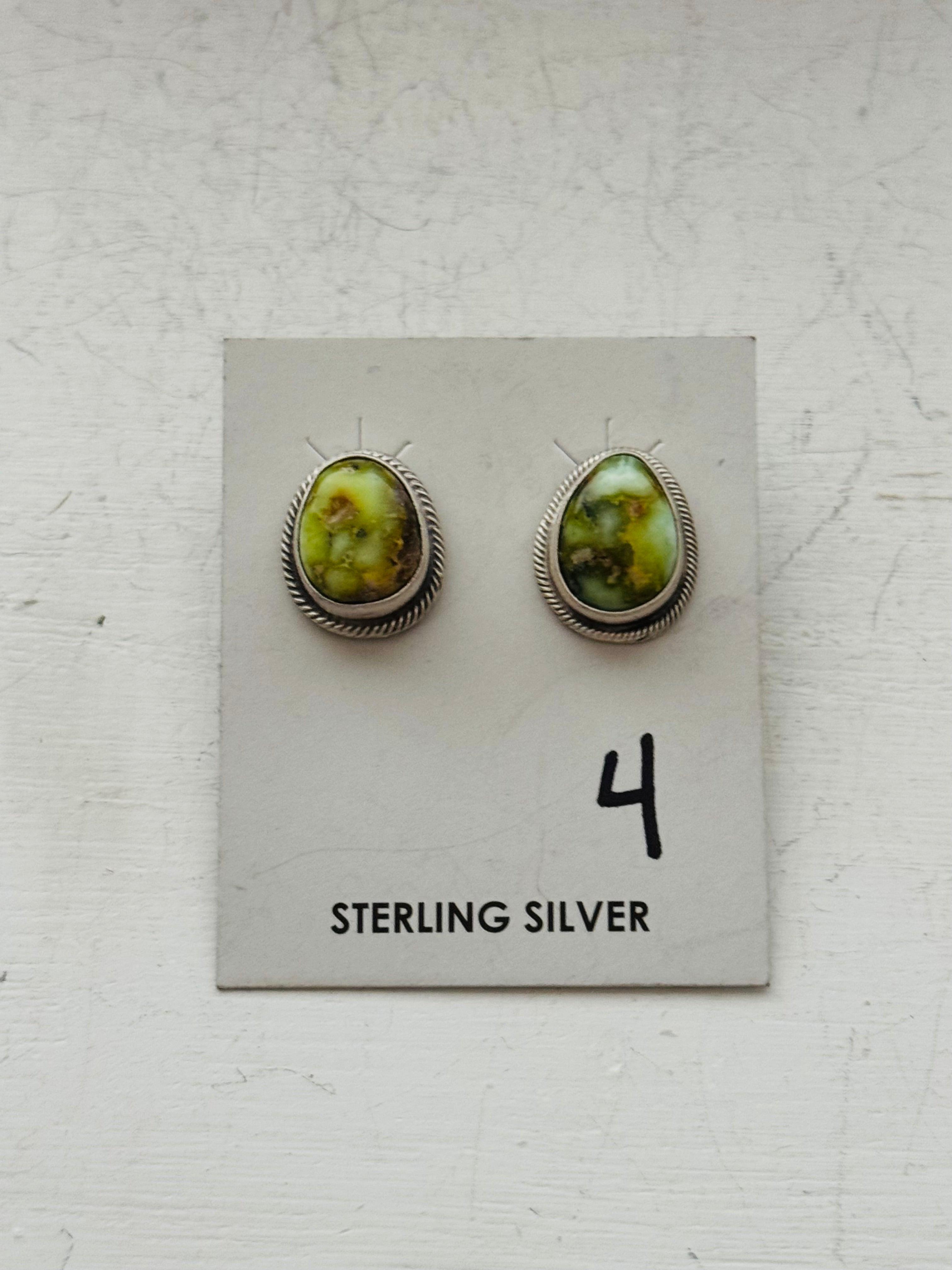 Sheryl Martinez Palomino Variscite & Sterling Silver Post Earrings