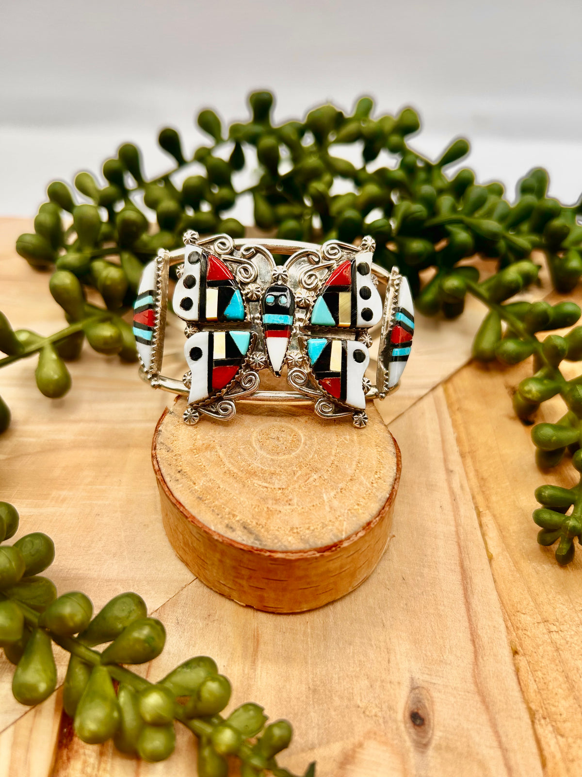 Herbert & Esther Cellicion Multi Stone  & Sterling Silver Cuff Bracelet