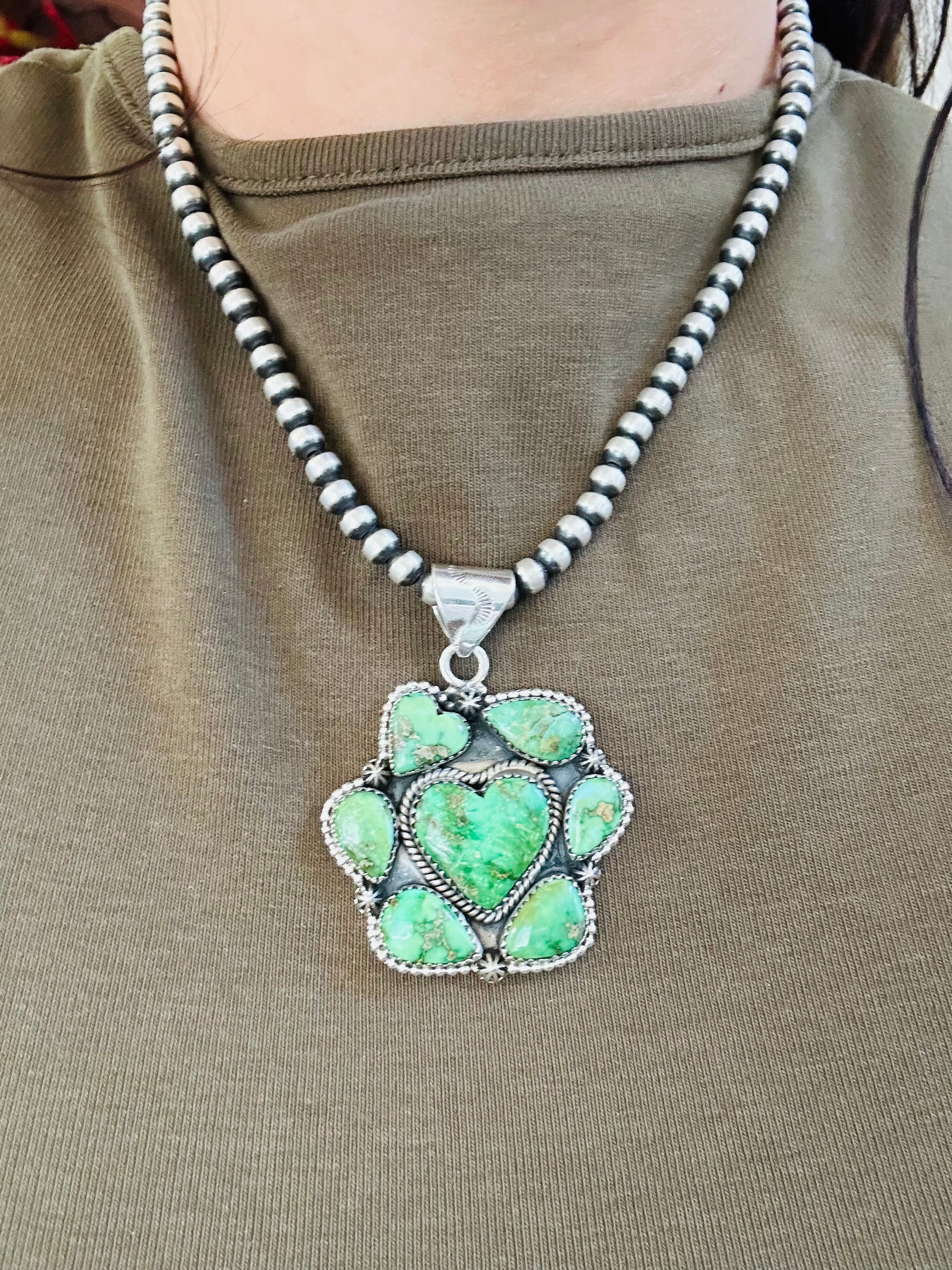 Southwest Handmade Sonoran Mountain Turquoise & Sterling Silver Pendant