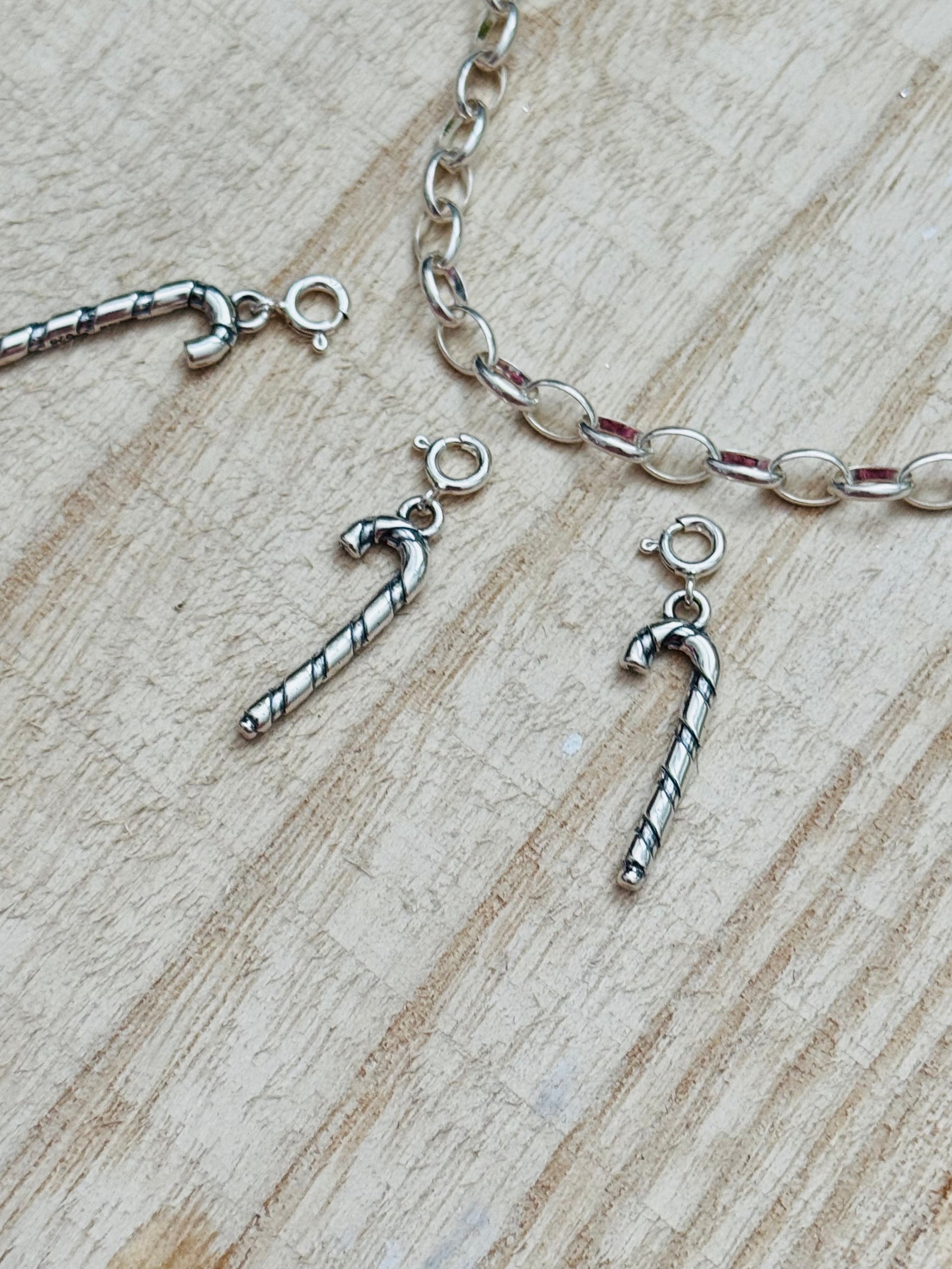 Navajo Made Sterling Silver Candy Cane Charms