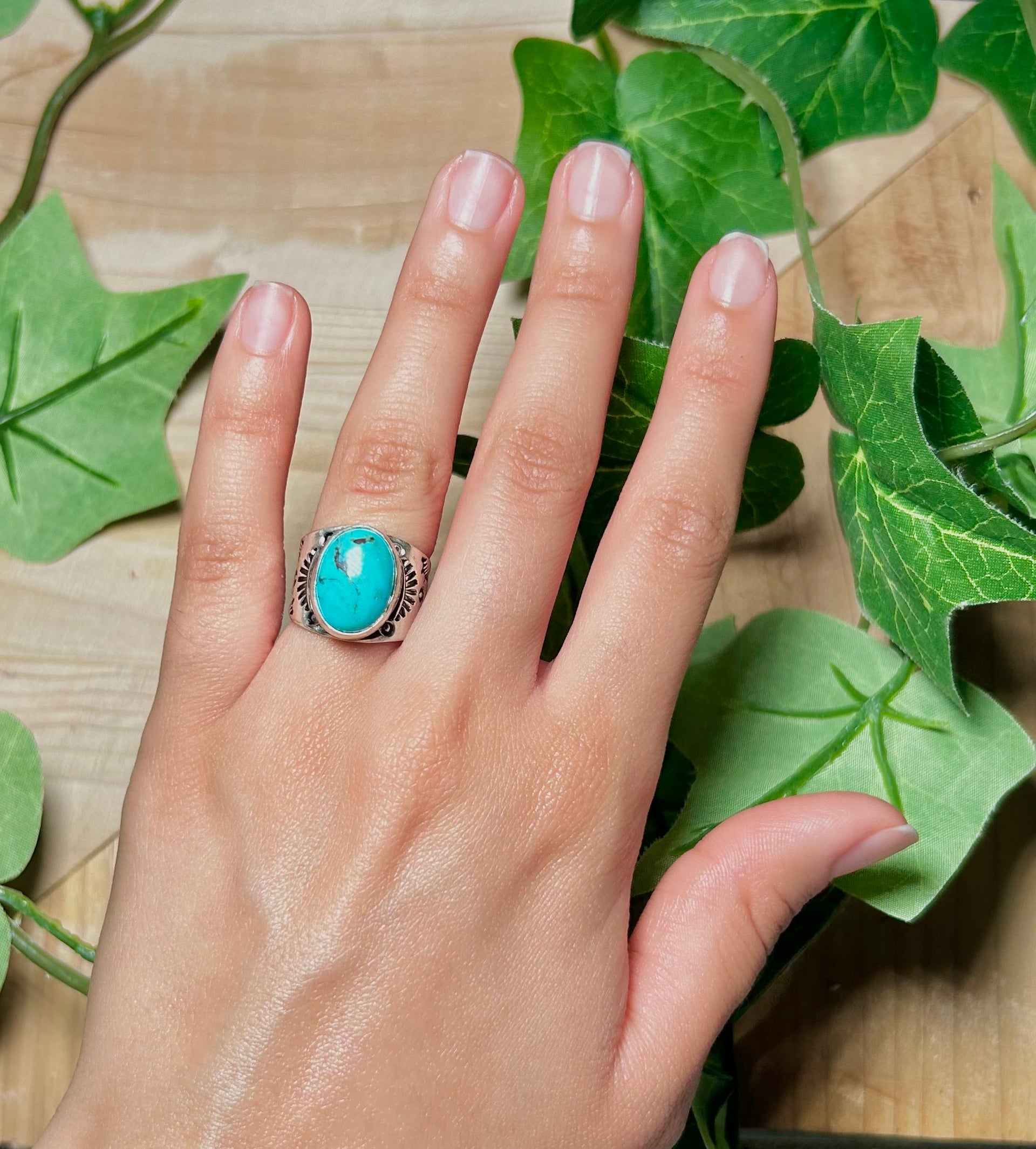 Kobe Martinez Kingman Turquoise & Sterling Silver Ring Size 5.5