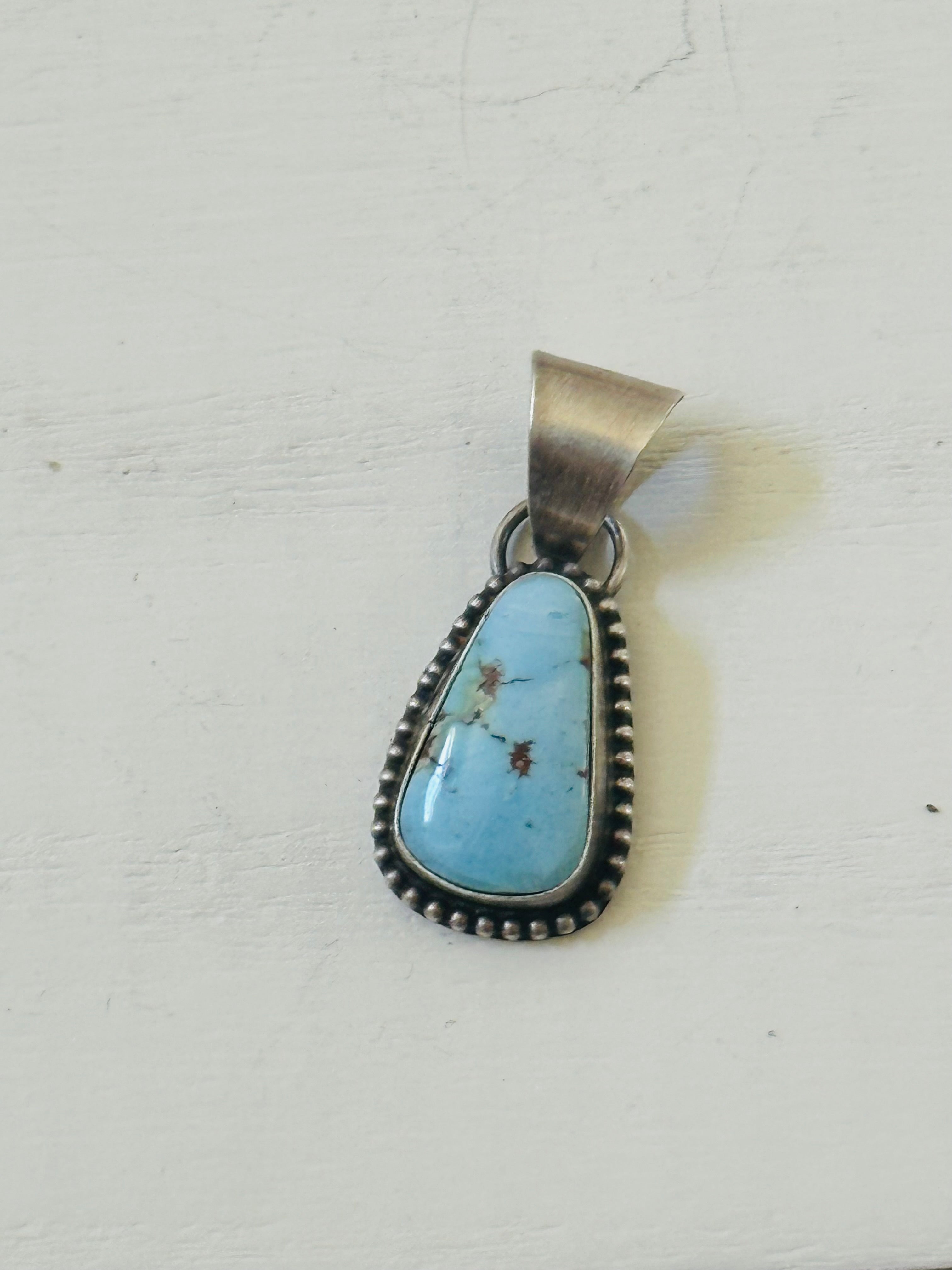 Navajo Made Golden Hills Turquoise & Sterling Silver Pendant