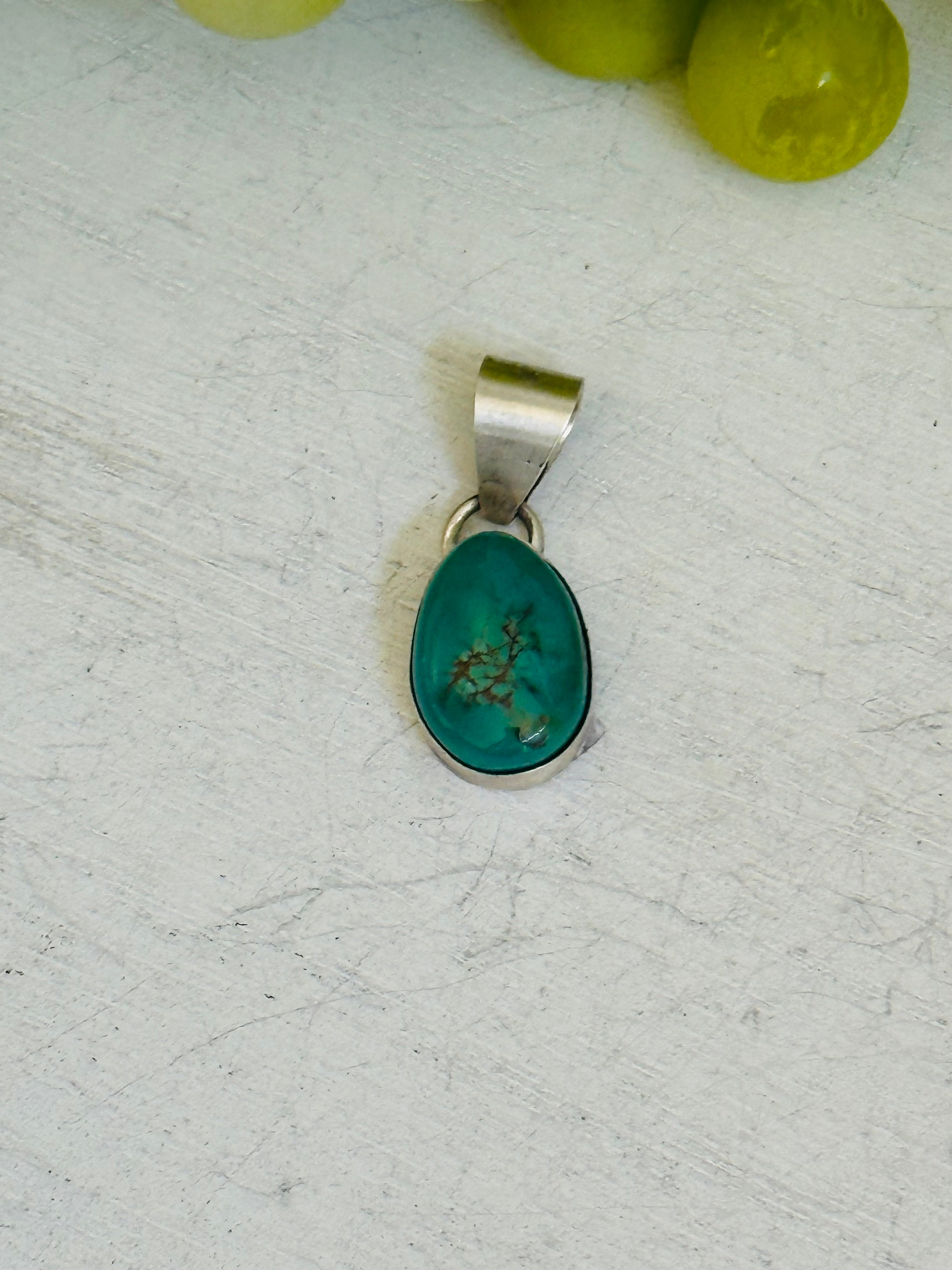 Navajo Made Carico Lake Turquoise & Sterling Silver Pendant