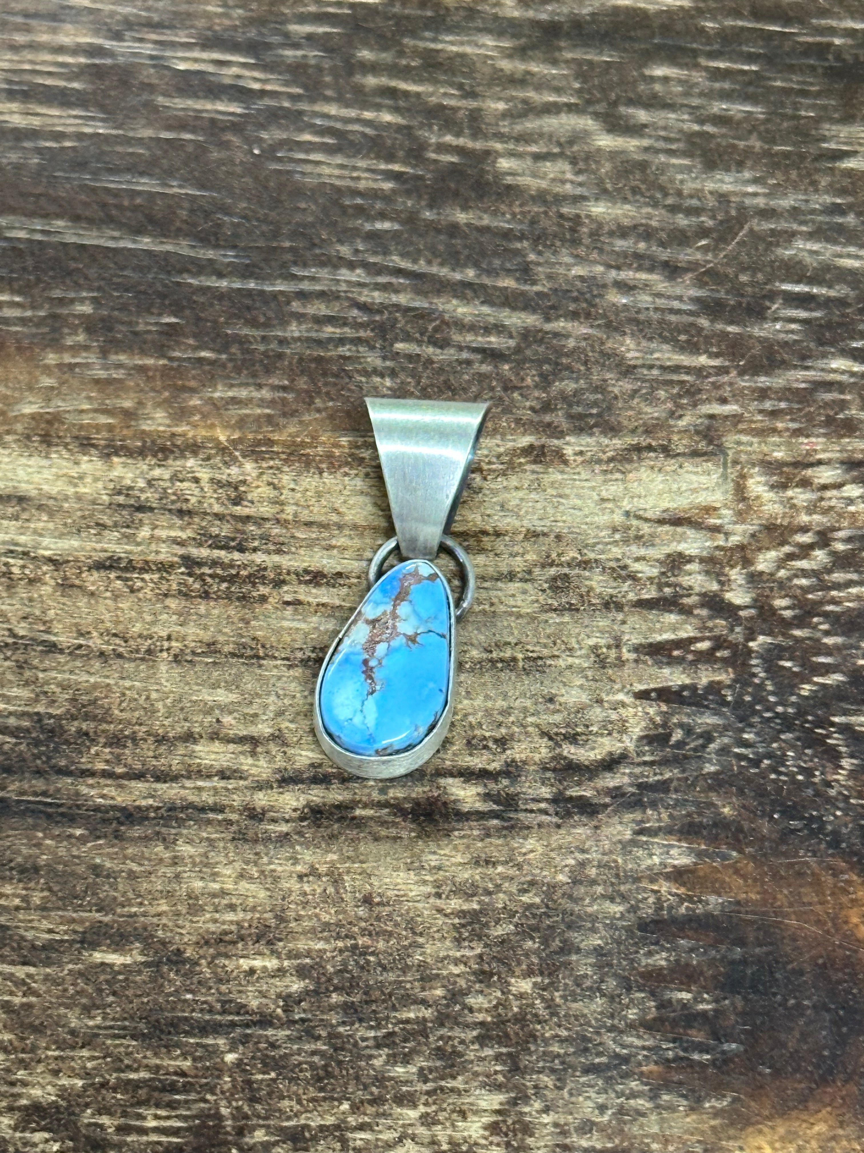 Navajo Made Golden Hills Turquoise & Sterling Silver Pendant