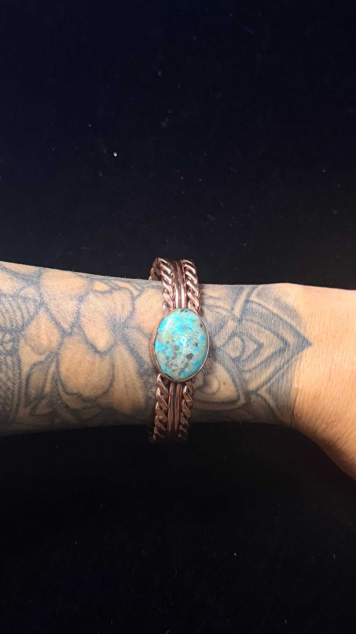 Navajo Made Kingman Turquoise & Copper Cuff Bracelet
