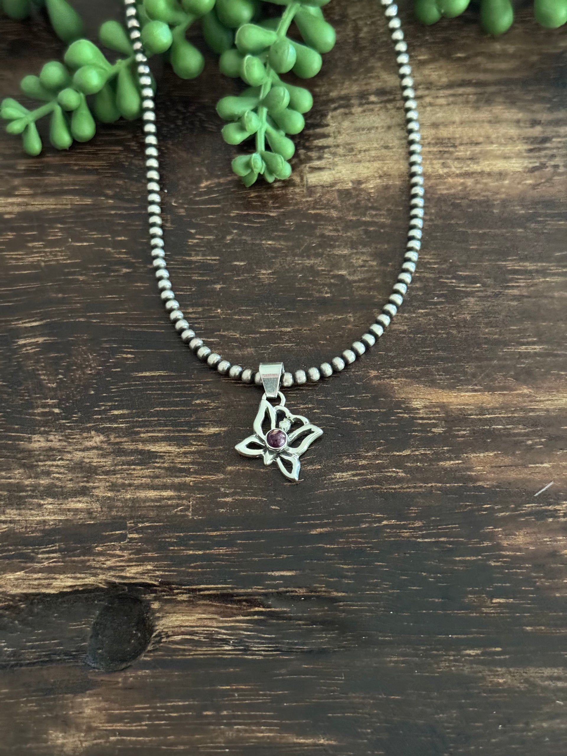 Navajo Made Purple Spiny Oyster & Sterling Silver Pendant