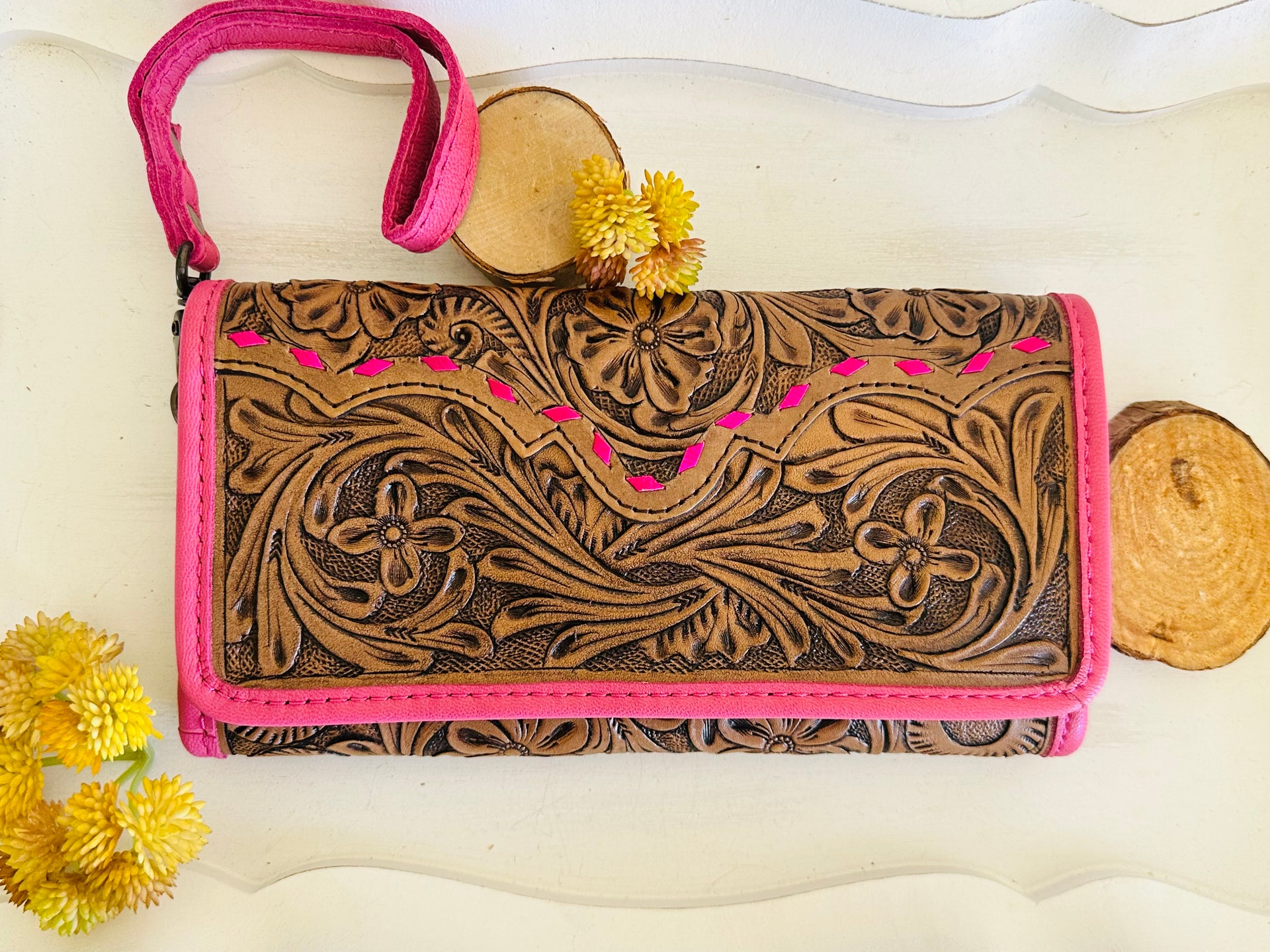 Genuine Tooled Leather Wallet/Clutch