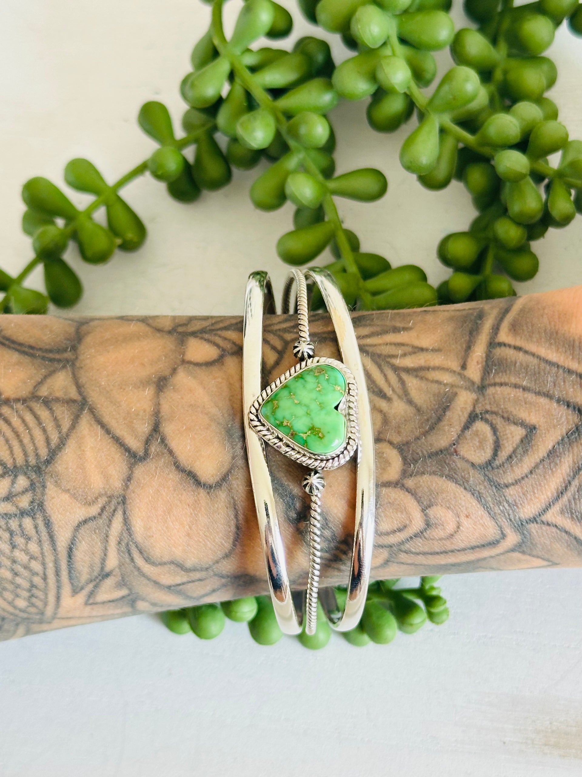 Southwest Made Sonoran Gold Turquoise & Sterling Silver Cuff Bracelet
