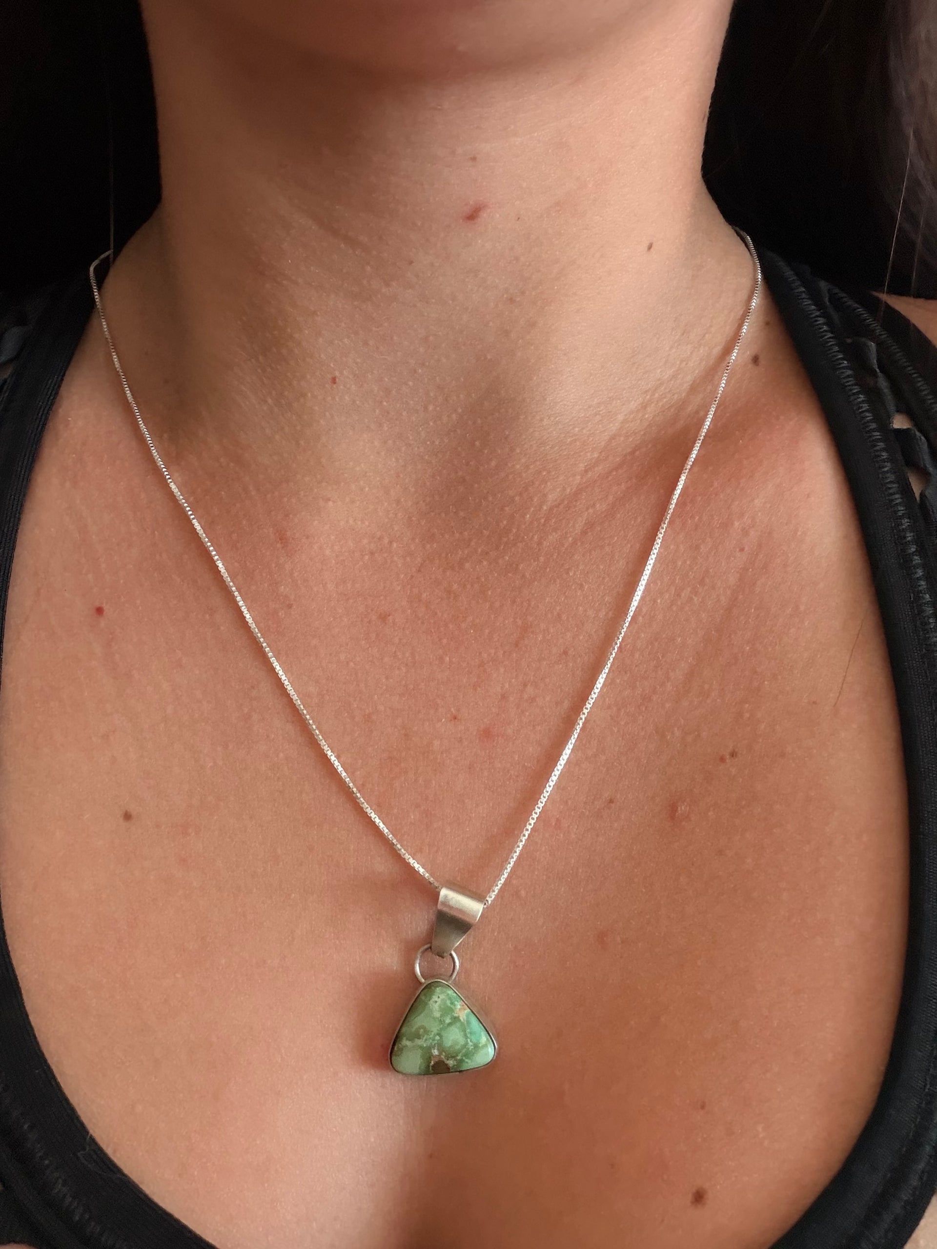 Navajo Made Sonoran Gold Turquoise & Sterling Silver Necklace