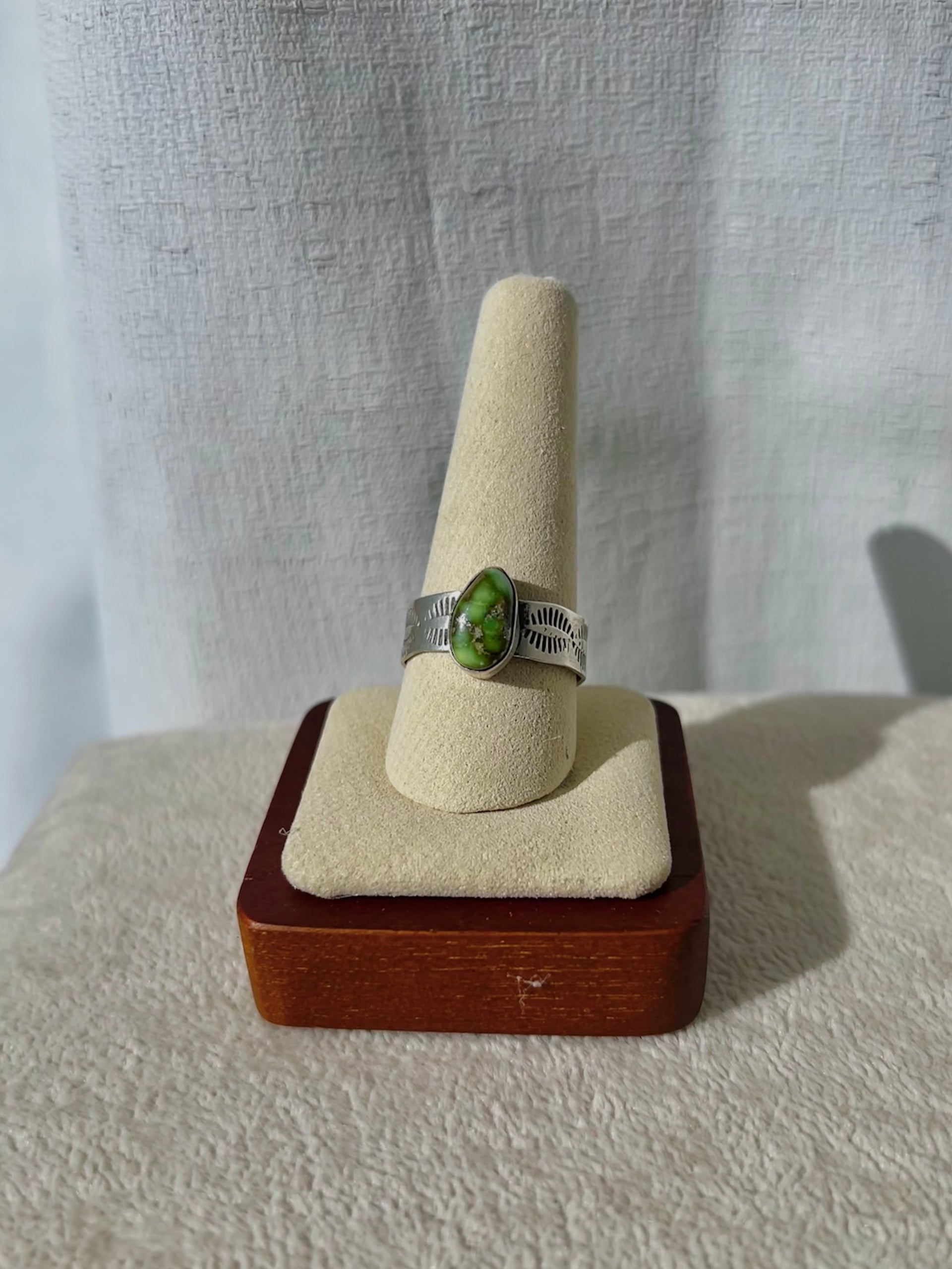 Navajo Made Sonoran Gold Turquoise & Sterling Sliver Ring Size 11.25