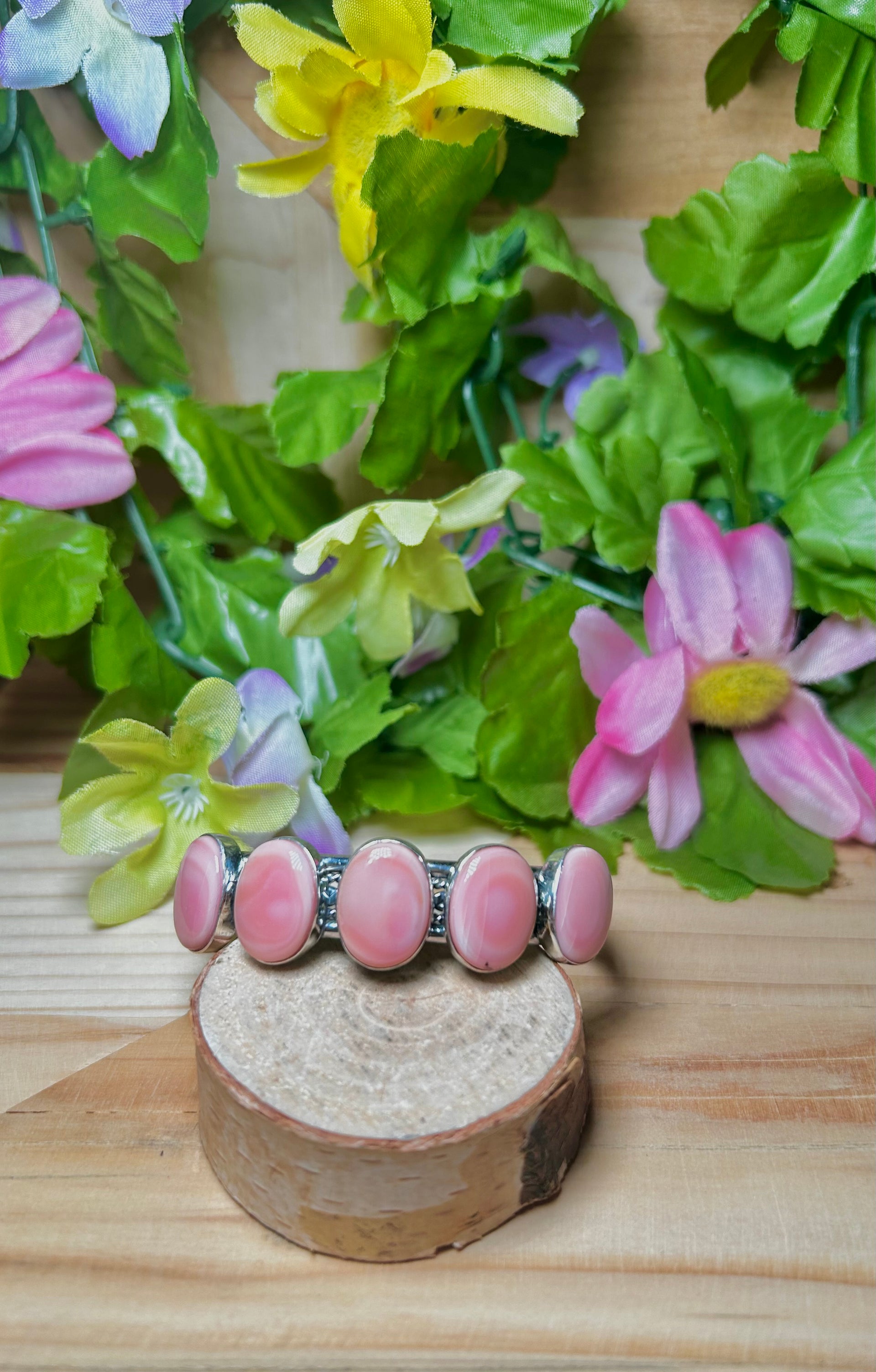 Navajo Made Pink Conch & Sterling Silver Cuff Bracelet