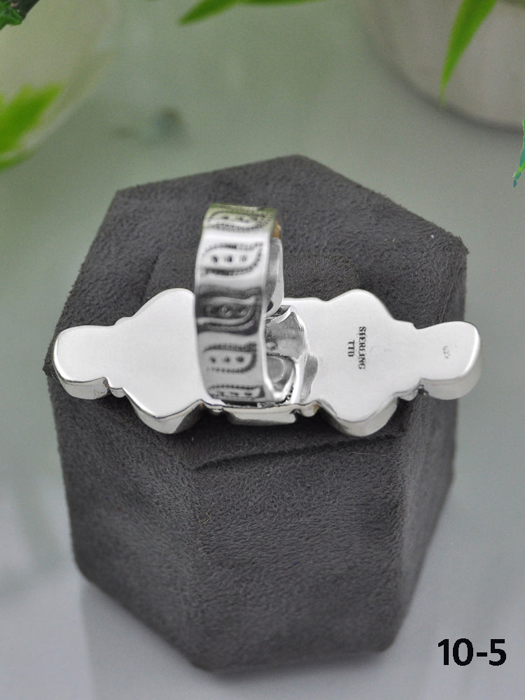 Southwest Made Multi Stone & Sterling Sliver Cluster Adjustable Ring