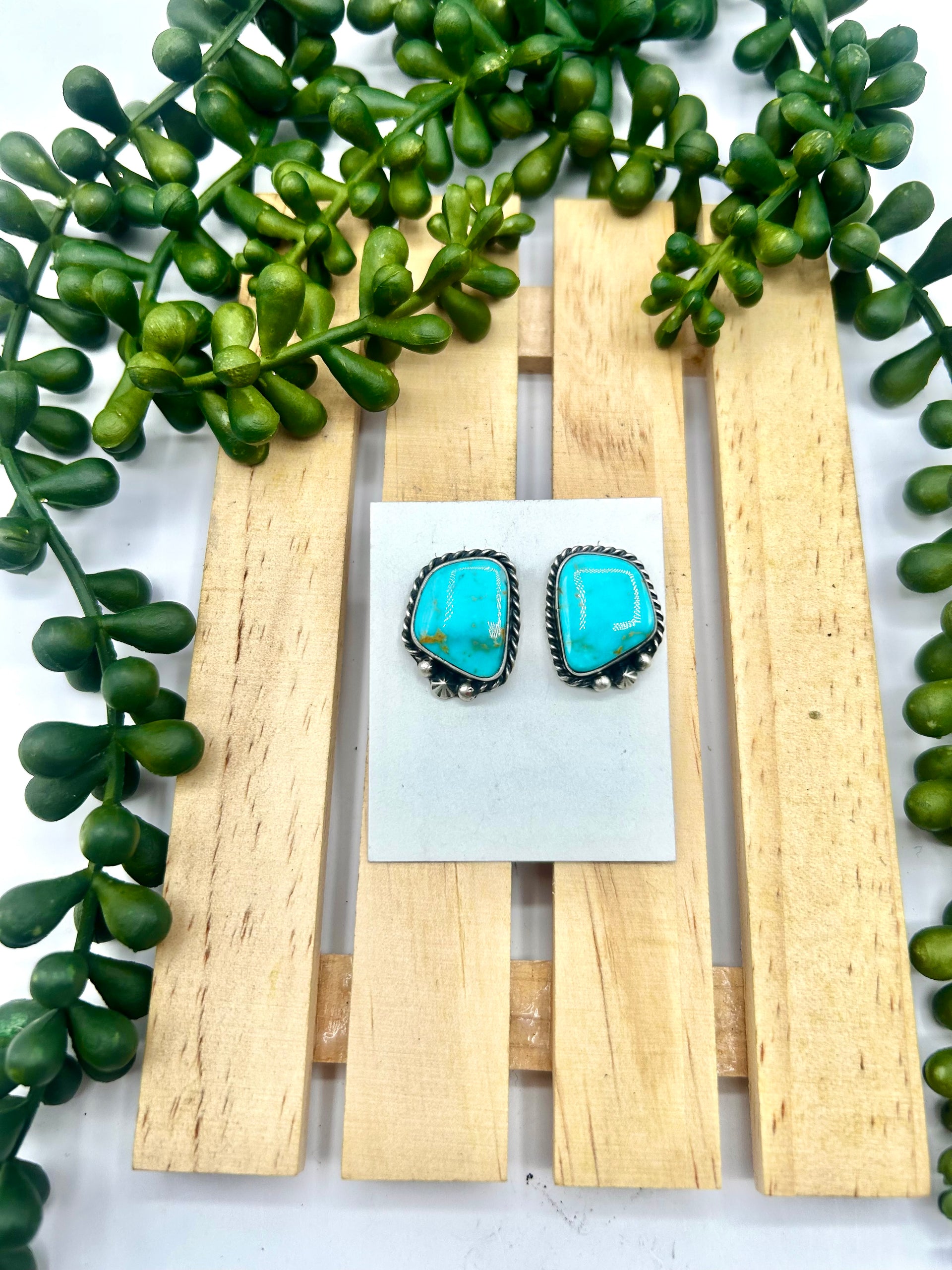 Chassily Belone Kingman Turquoise & Sterling Silver Post Earrings