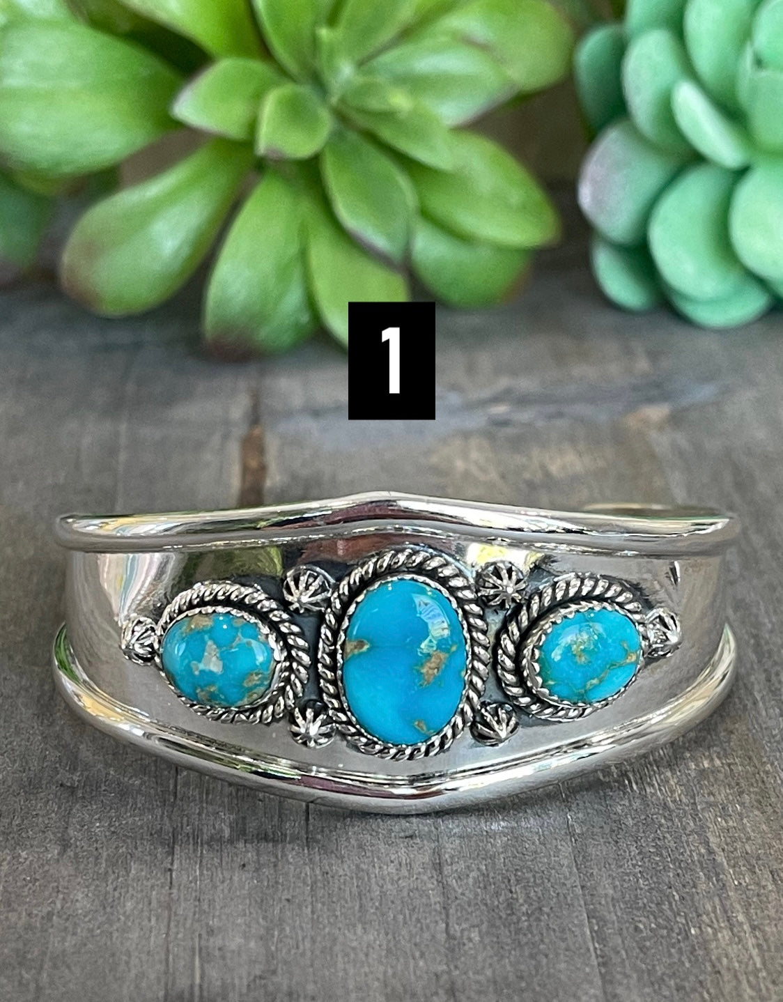 Southwest Handmade Sonoran Mountain Turquoise & Sterling Silver Cuff Bracelet