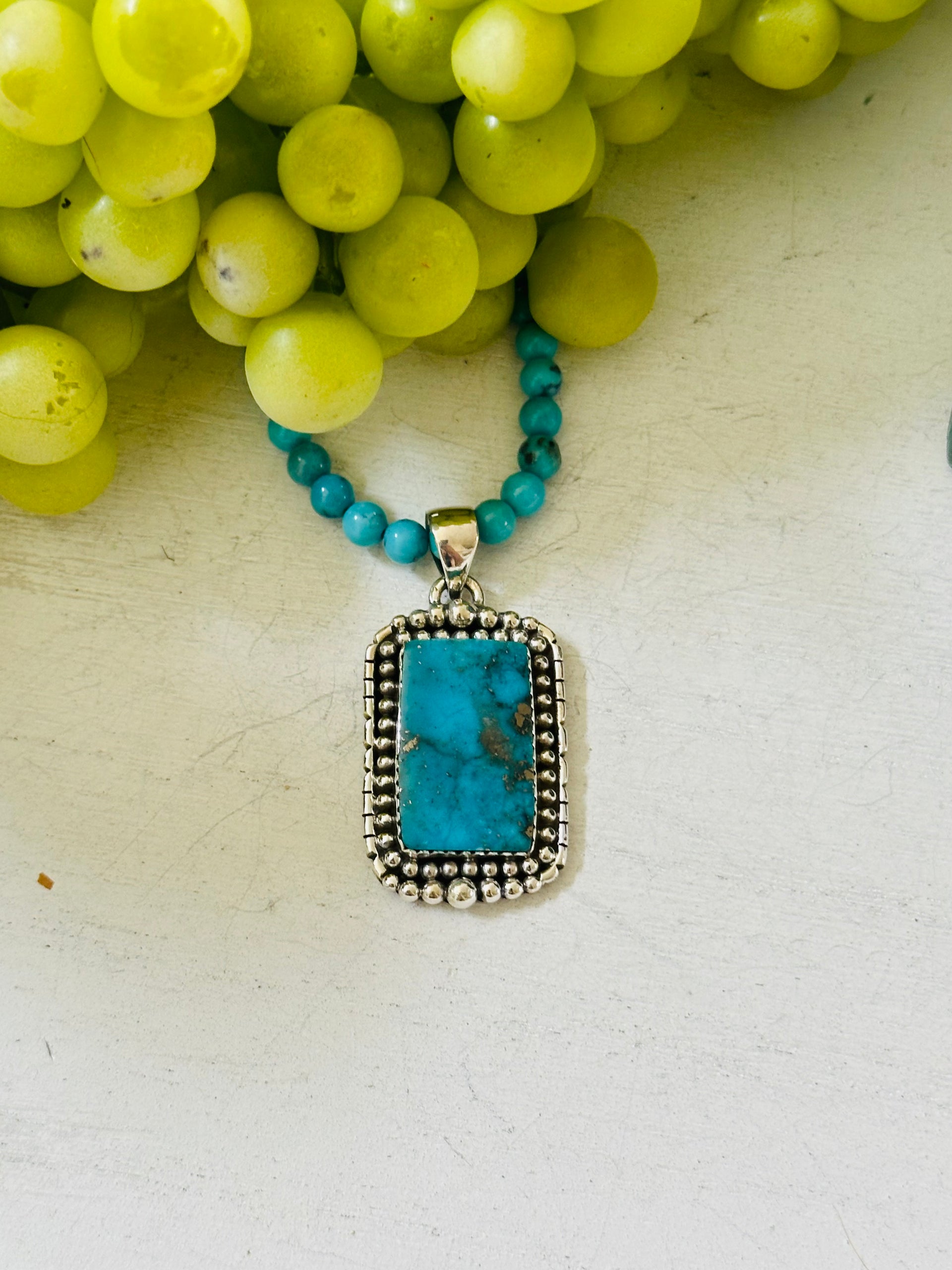 Southwest Handmade Blue Ridge Turquoise & Sterling Silver Pendant