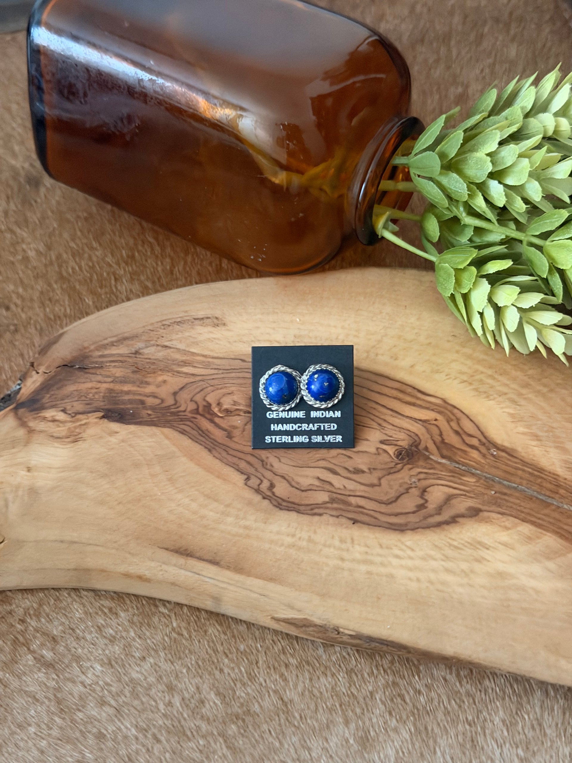 Esther White Lapis & Sterling Silver Post Earrings
