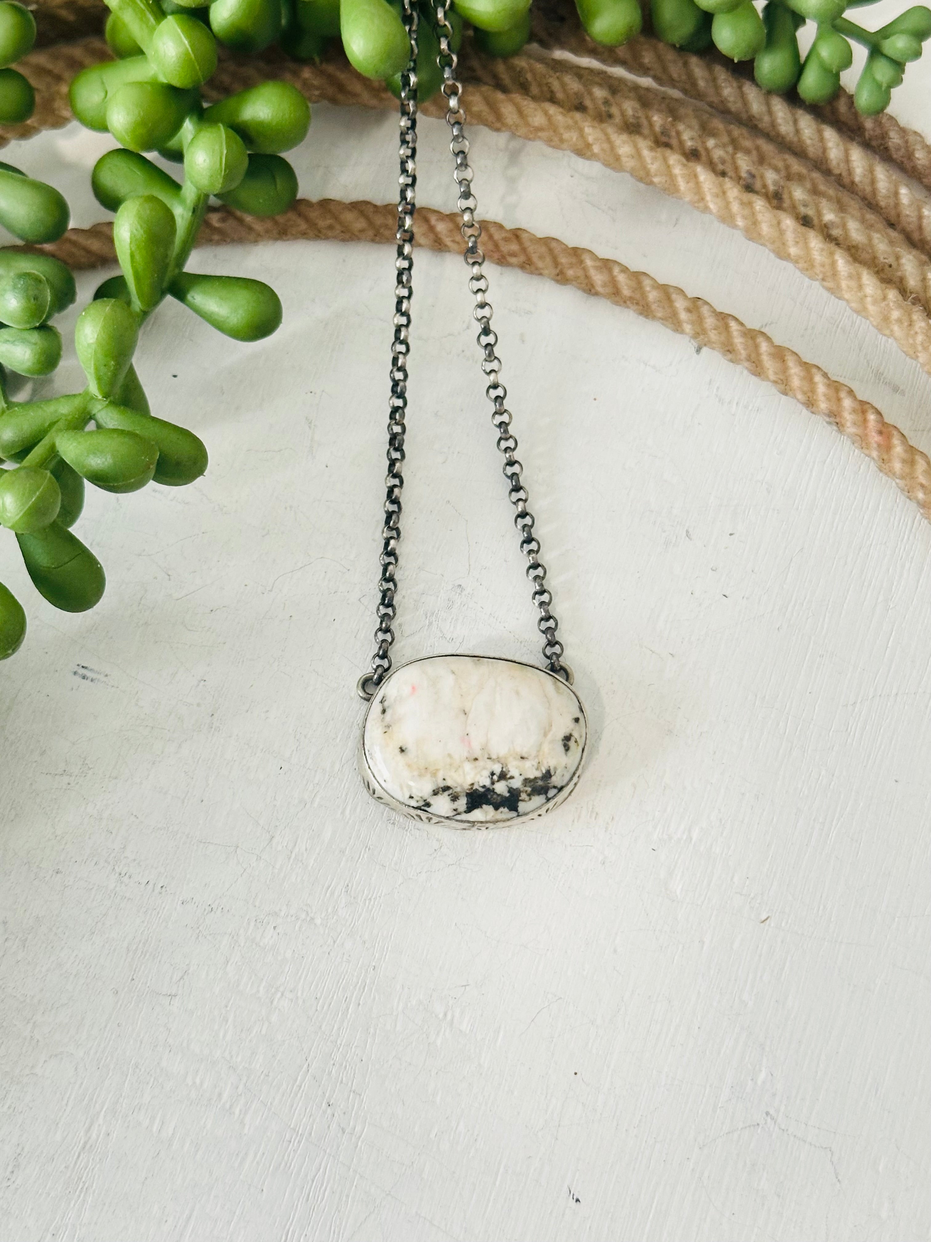 Peggy Skeets White Buffalo & Sterling Silver Necklace