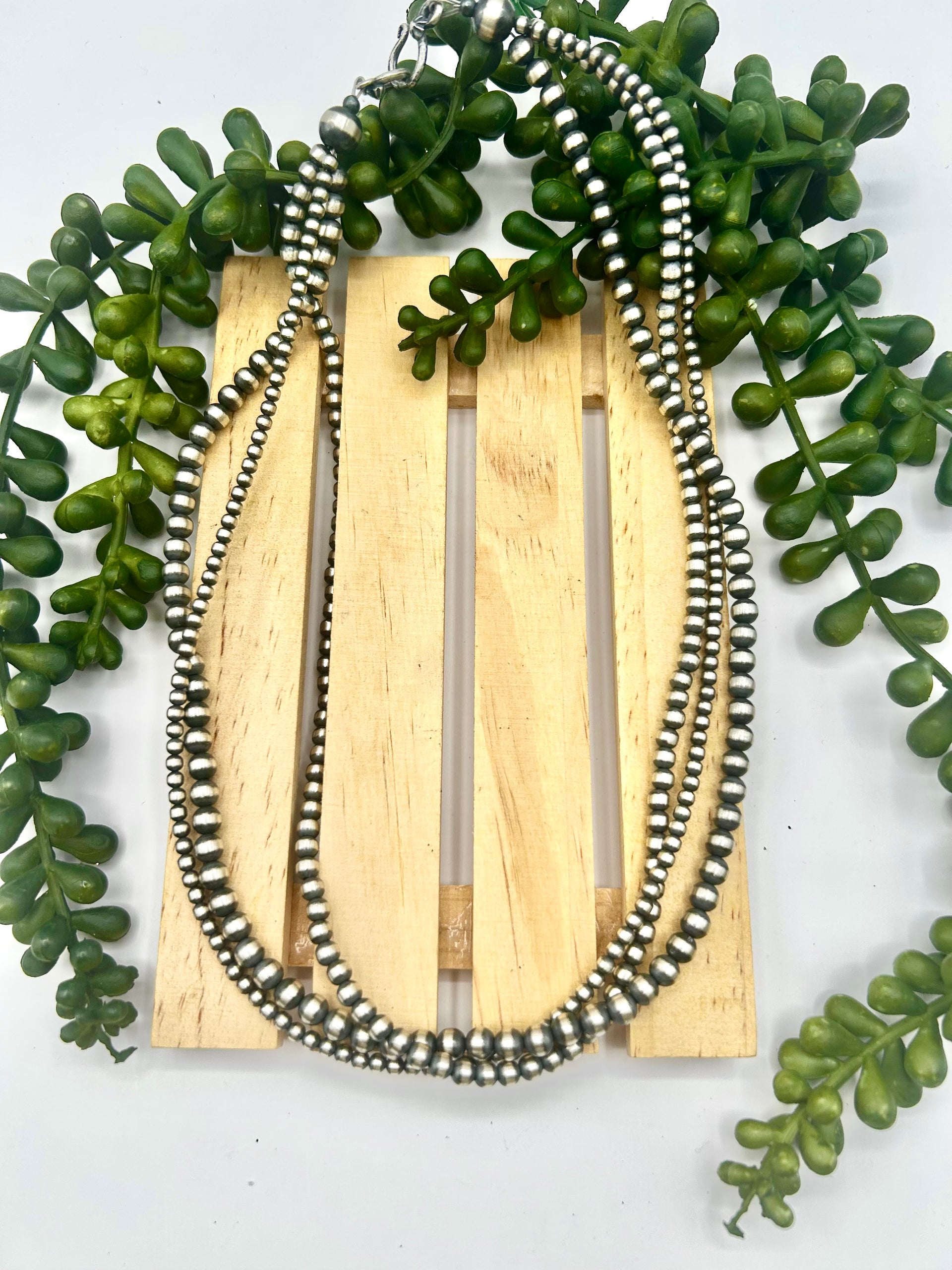 Navajo Made Strung Sterling Silver Necklace