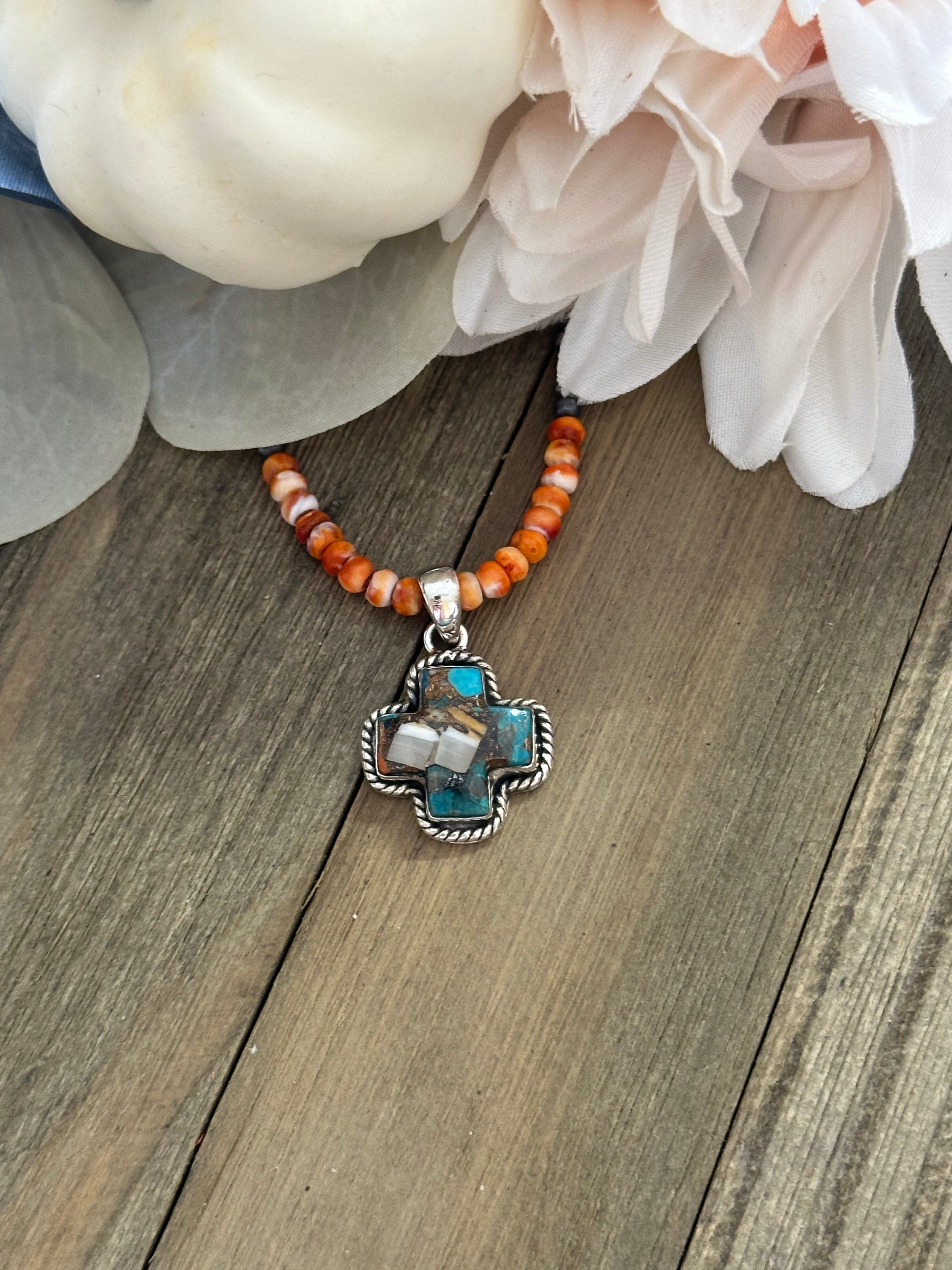 Southwest Handmade Mohave Turquoise & Sterling Silver Pendant