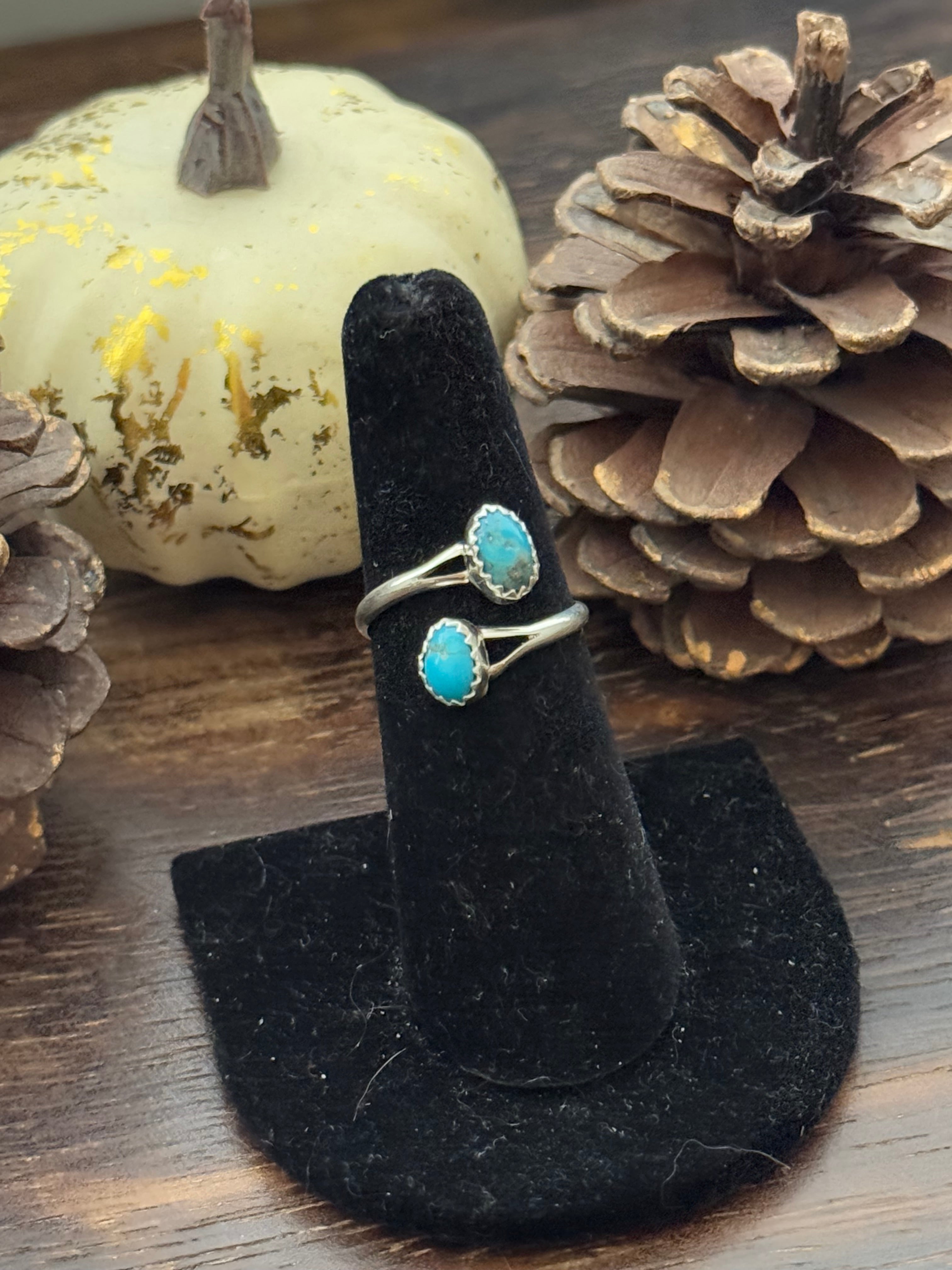 Navajo Made Kingman Turquoise & Sterling Silver Adjustable Ring