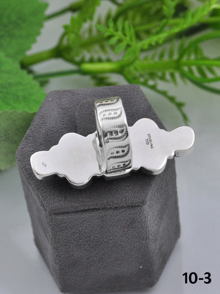 Southwest Made Multi Stone & Sterling Sliver Cluster Adjustable Ring