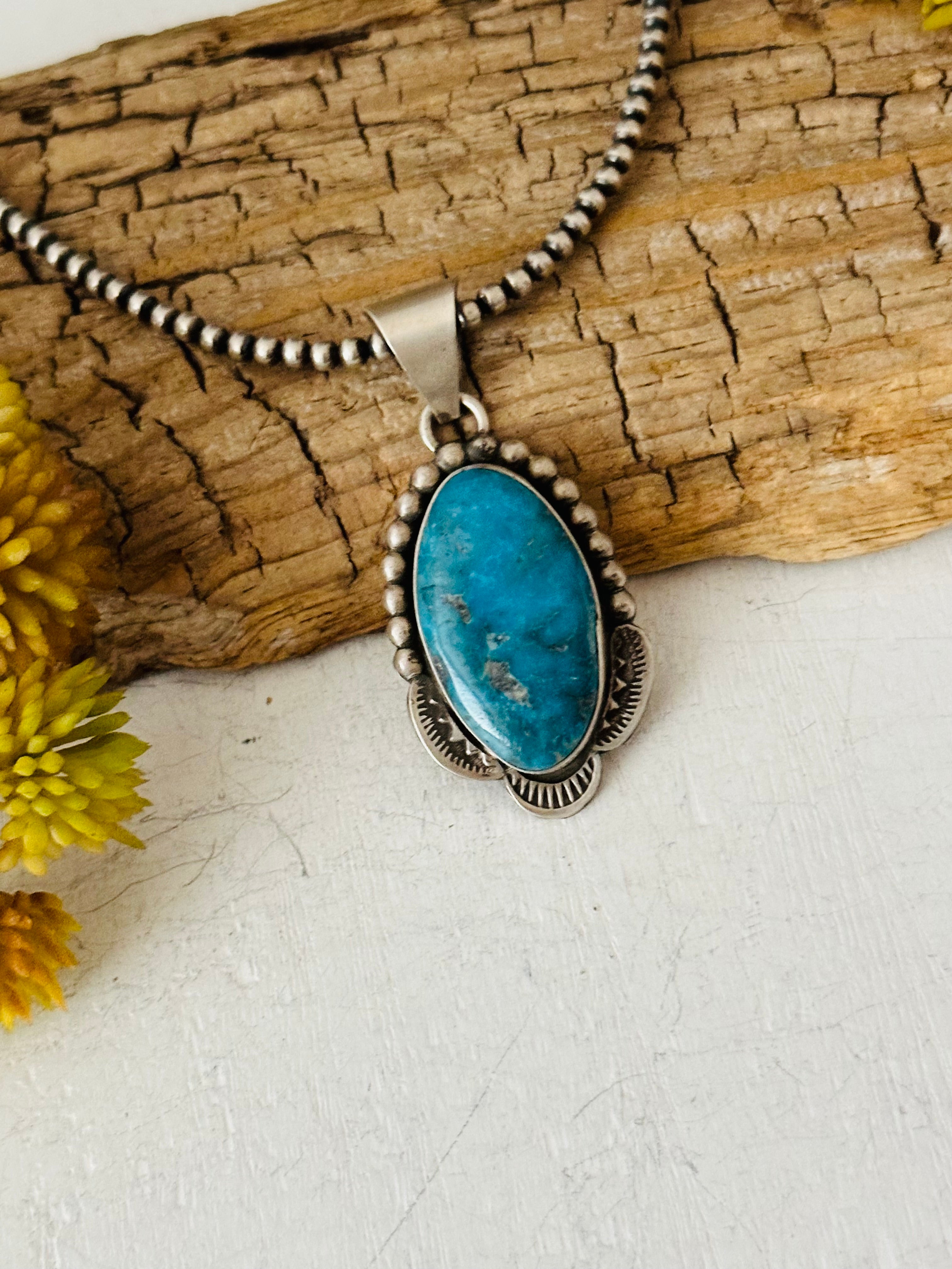 Juanita Long Kingman Turquoise & Sterling Silver Pendant