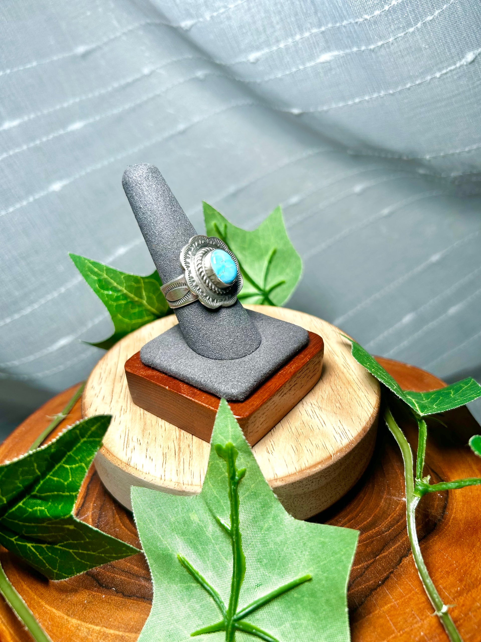 Tillie John Golden Hill Turquoise & Sterling Silver Ring Size 8.75