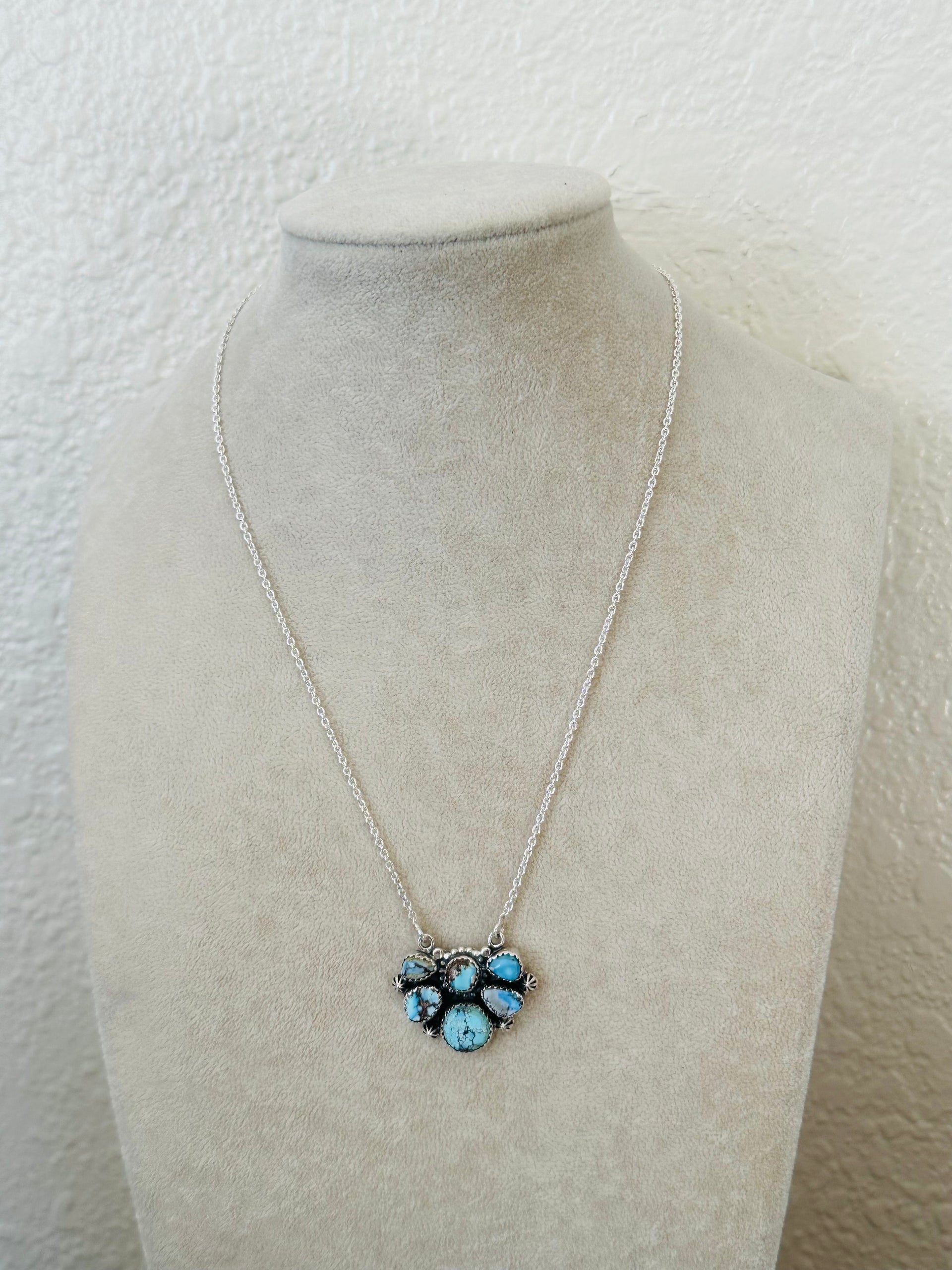 Southwest Handmade Golden Hills Turquoise & Sterling Silver Necklace