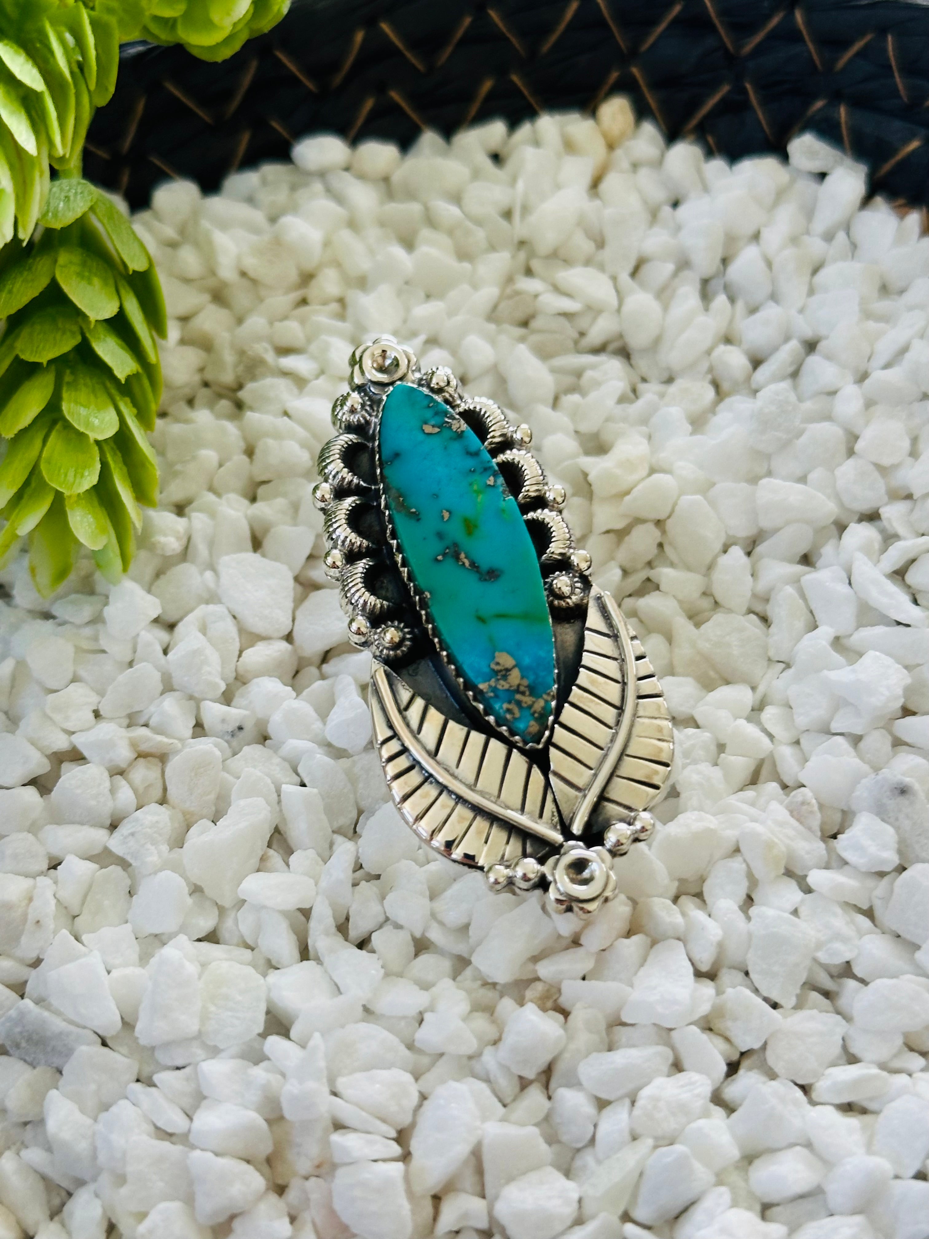 TTD “Retro” Kingman Turquoise & Sterling Silver Adjustable Ring