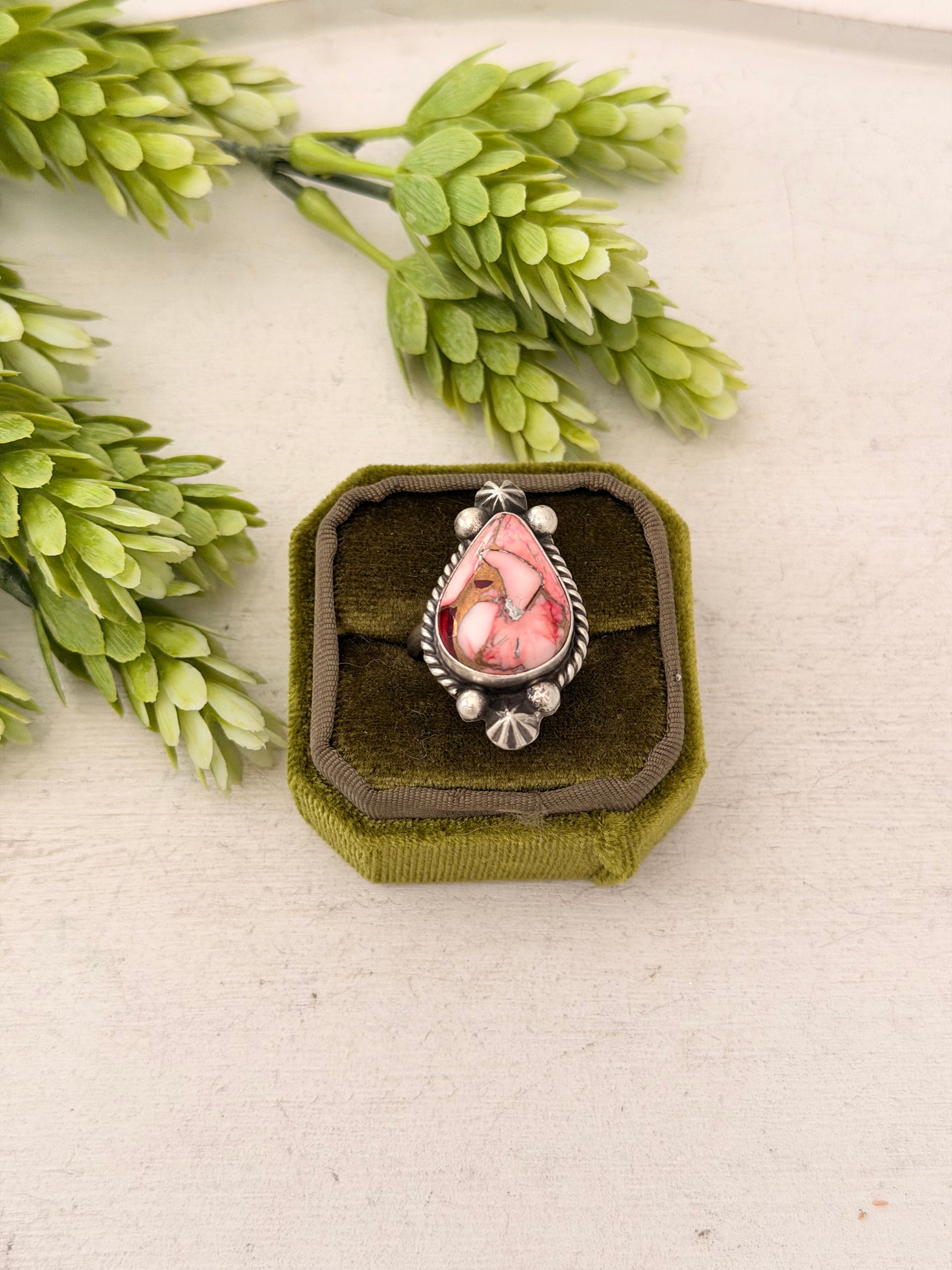 Johnny Dixon Rose Dahlia & Sterling Sliver Cluster Adjustable Ring