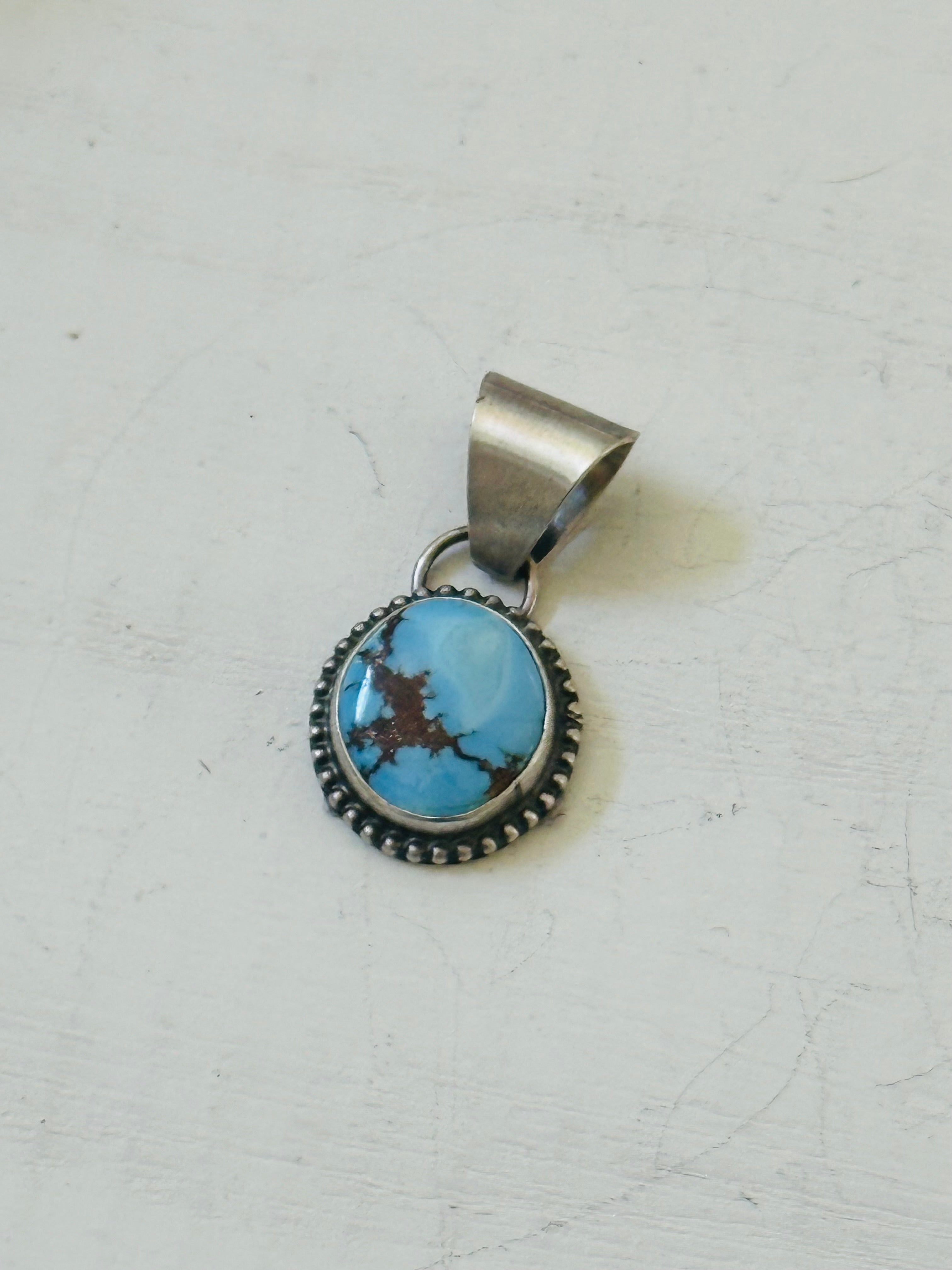 Navajo Made Golden Hills Turquoise & Sterling Silver Pendant