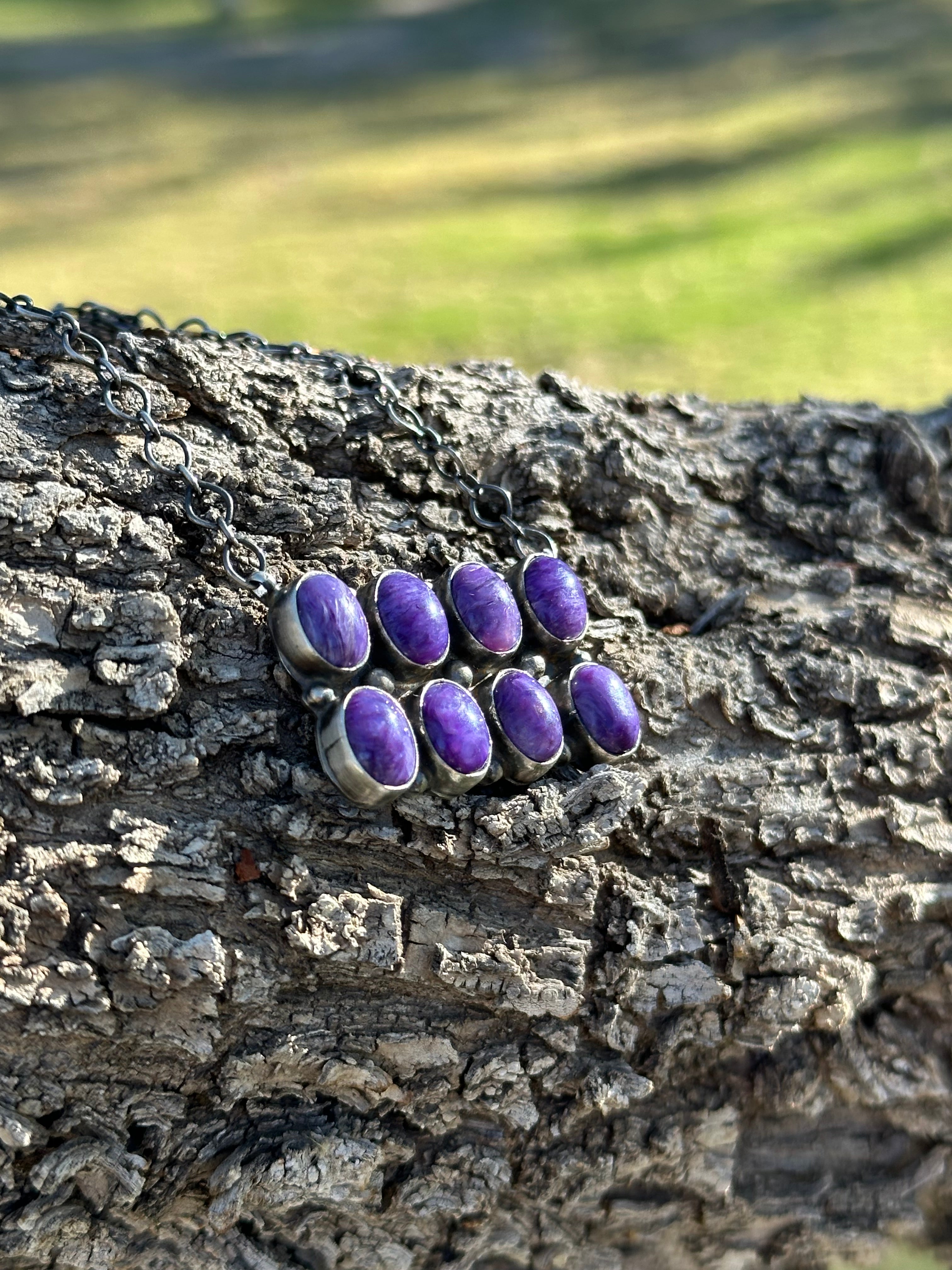 Navajo Made Charoite & Sterling Silver Necklace