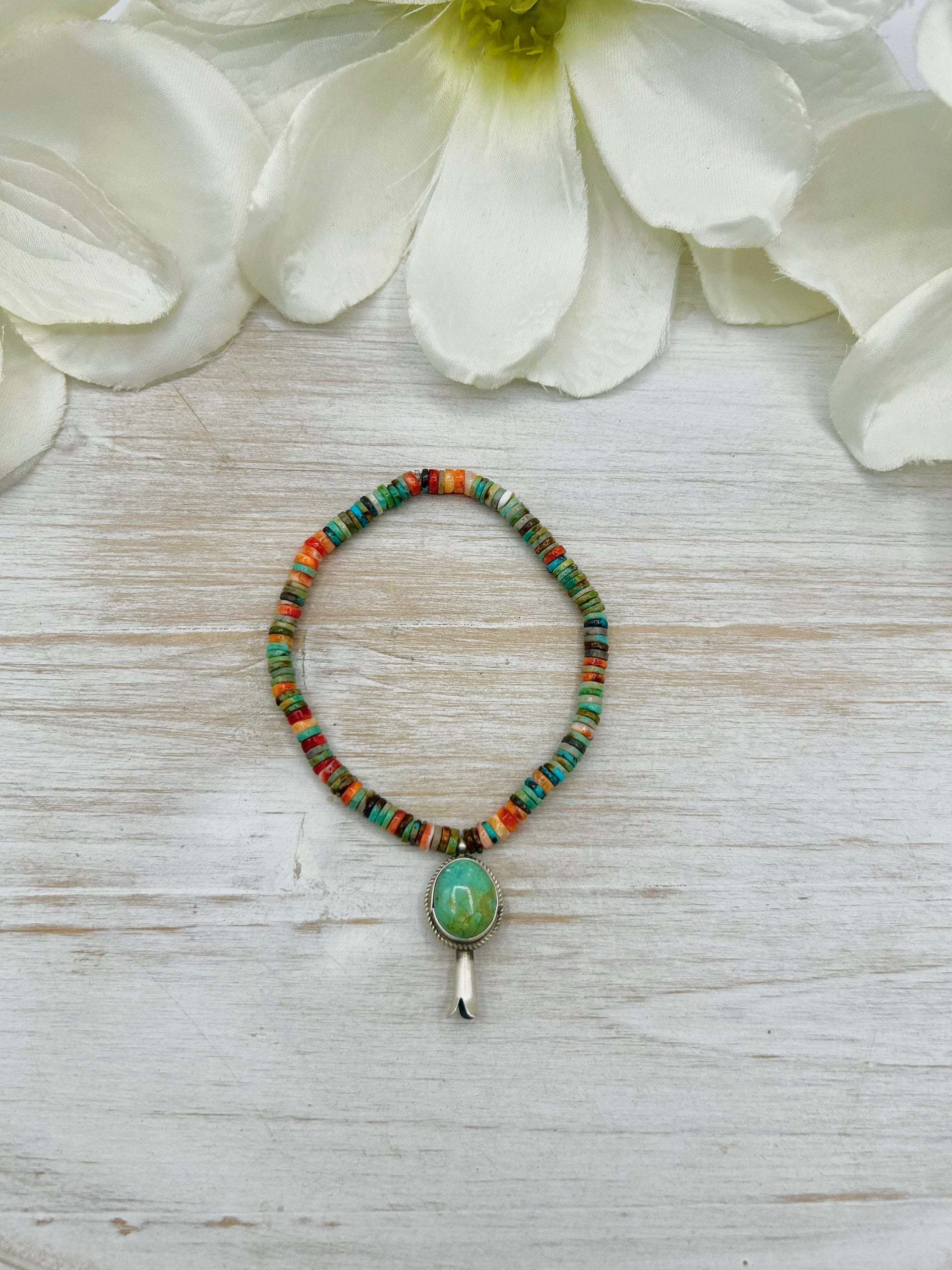 George Rios Multi Stone & Sterling Silver Stretchy Bracelet