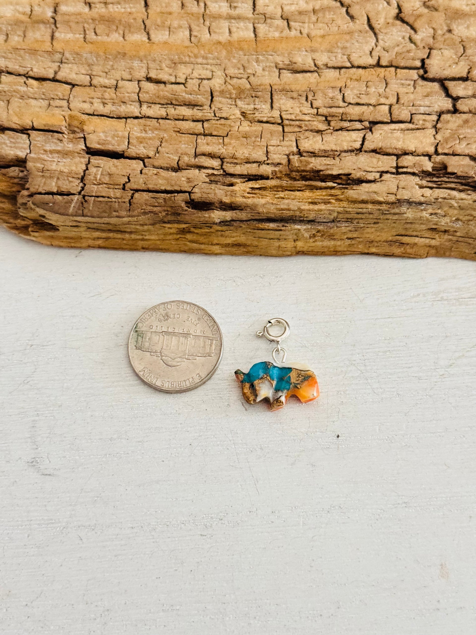 Navajo Made Mohave Turquoise & Sterling Silver Rhino Charms