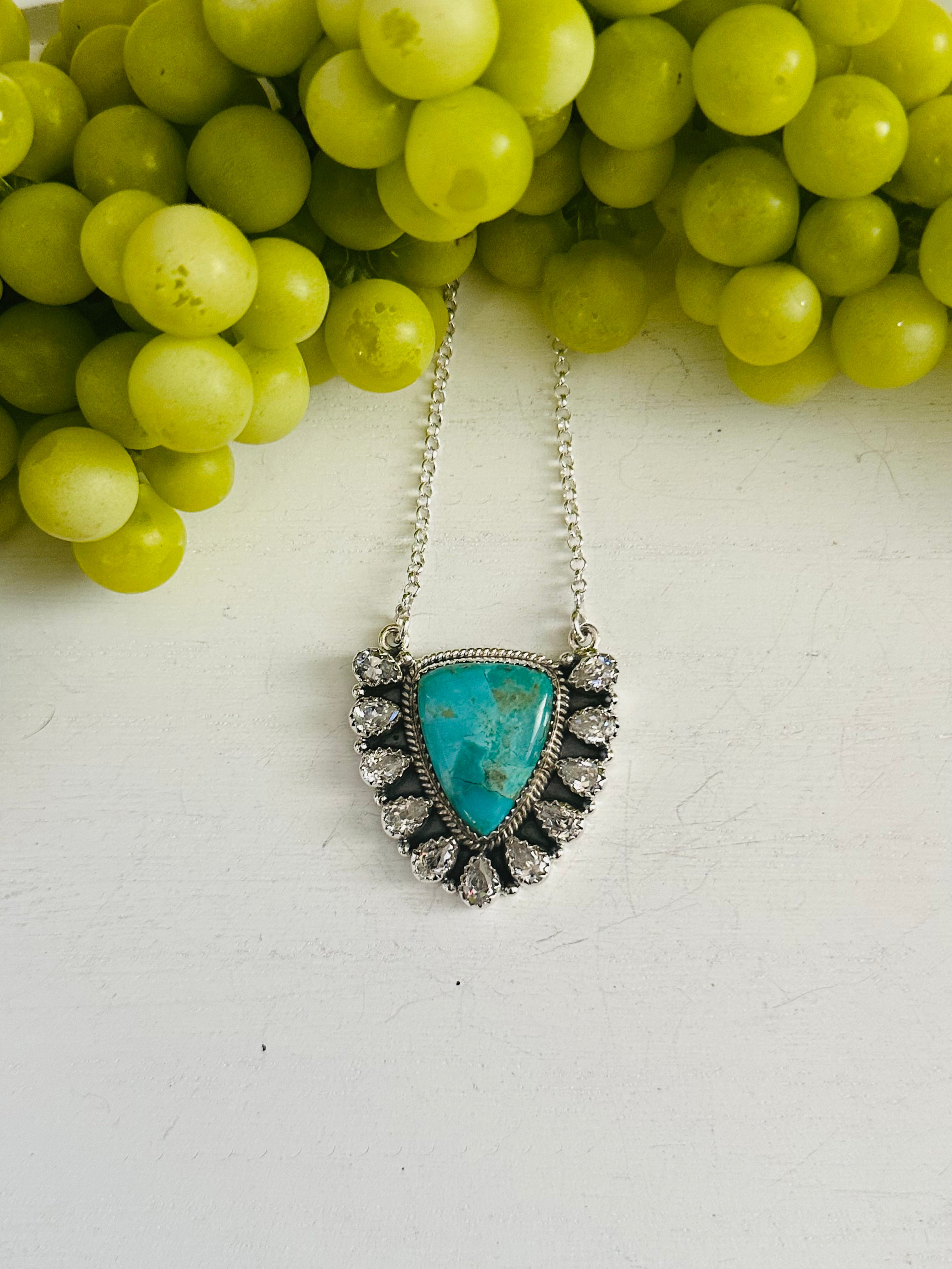 Southwest Handmade Multi Stone & Sterling Silver Cluster Necklace